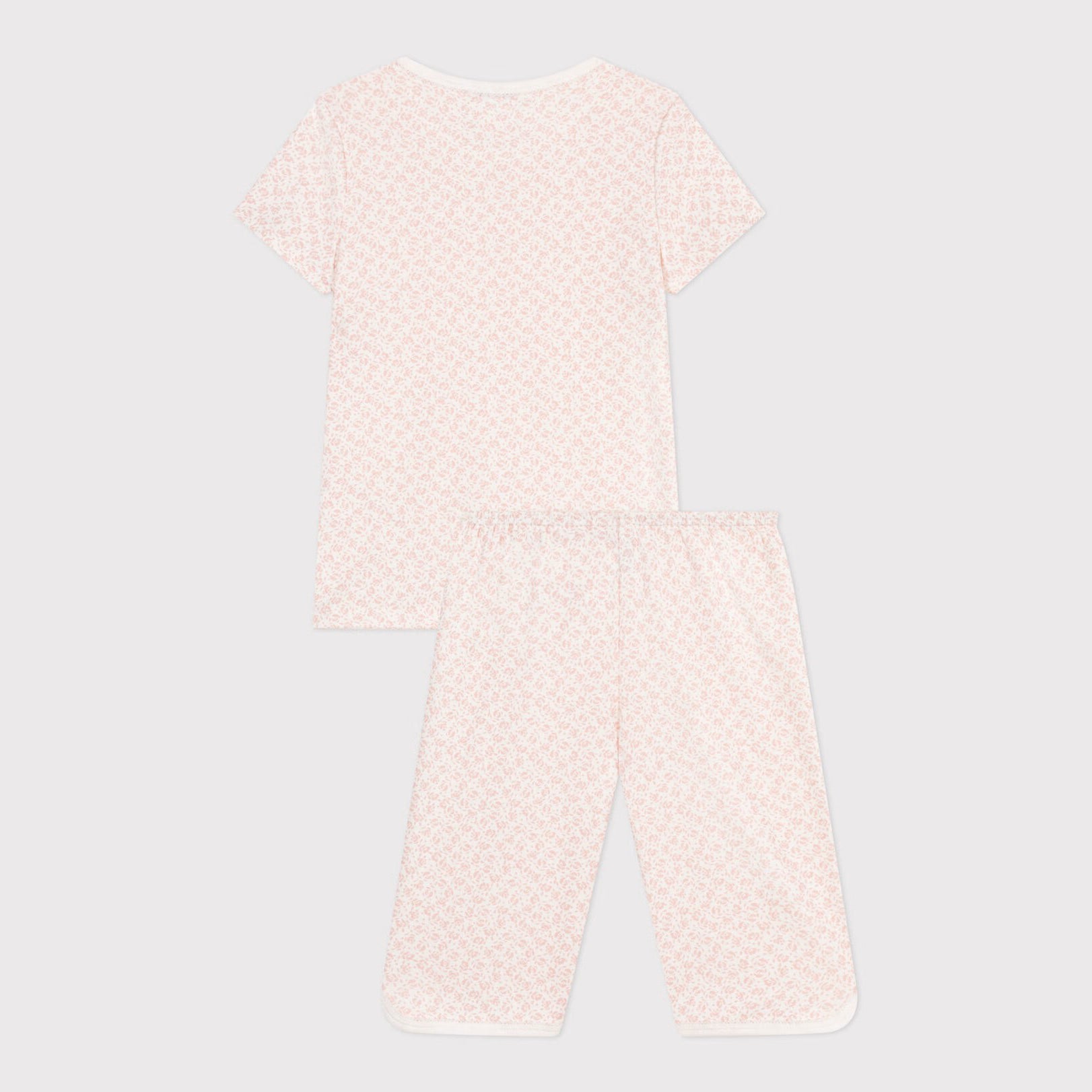 Girls Pink Printed Floral Cotton Nightwear Set