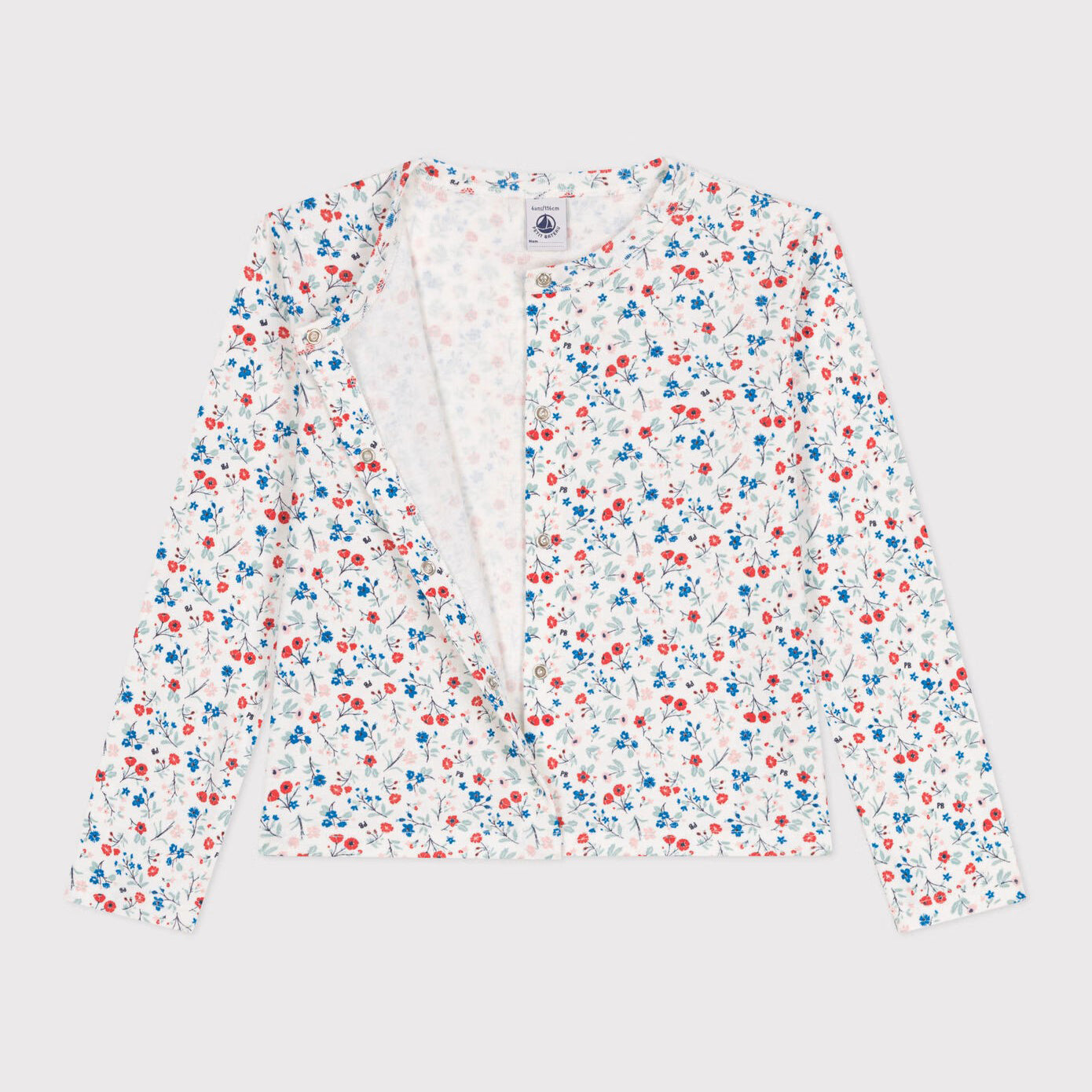 Girls White Floral Cotton Cardigan