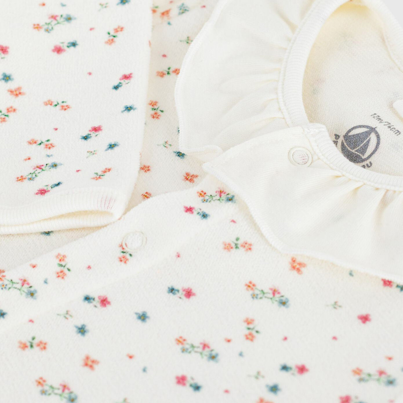 Baby Girls White Floral Cotton Babysuit