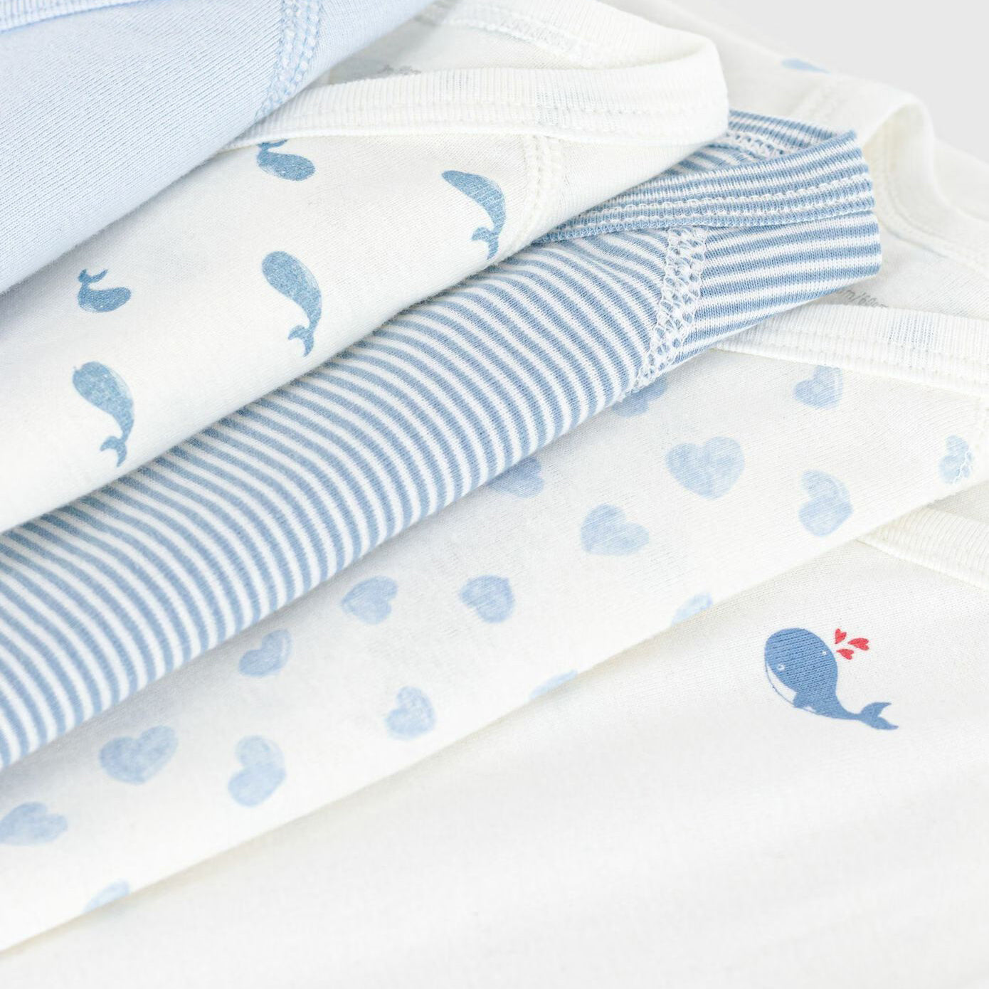 Baby Boys & Girls Light Blue Cotton Babysuit Set(5 Pack)