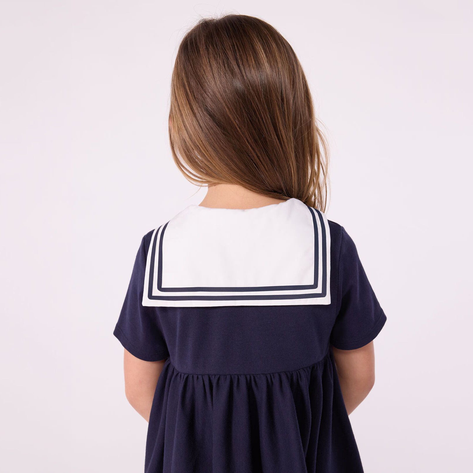 Girls Navy Cotton Dress