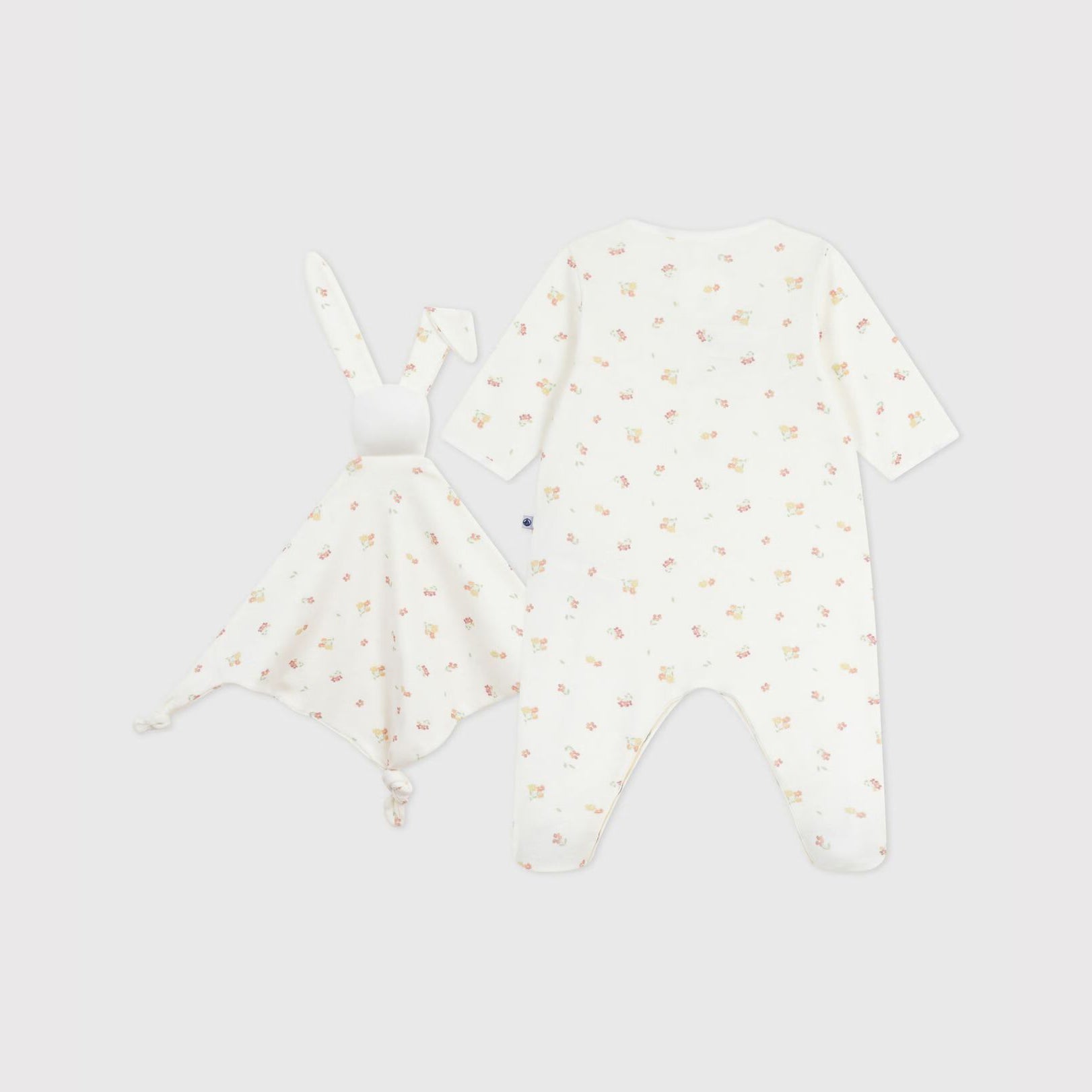 Baby Girls White Printed Cotton Babysuit Set