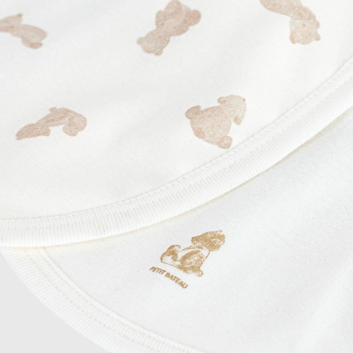 Baby Boys & Girls White Bear Printed Cotton Bib Set(2 Pack)