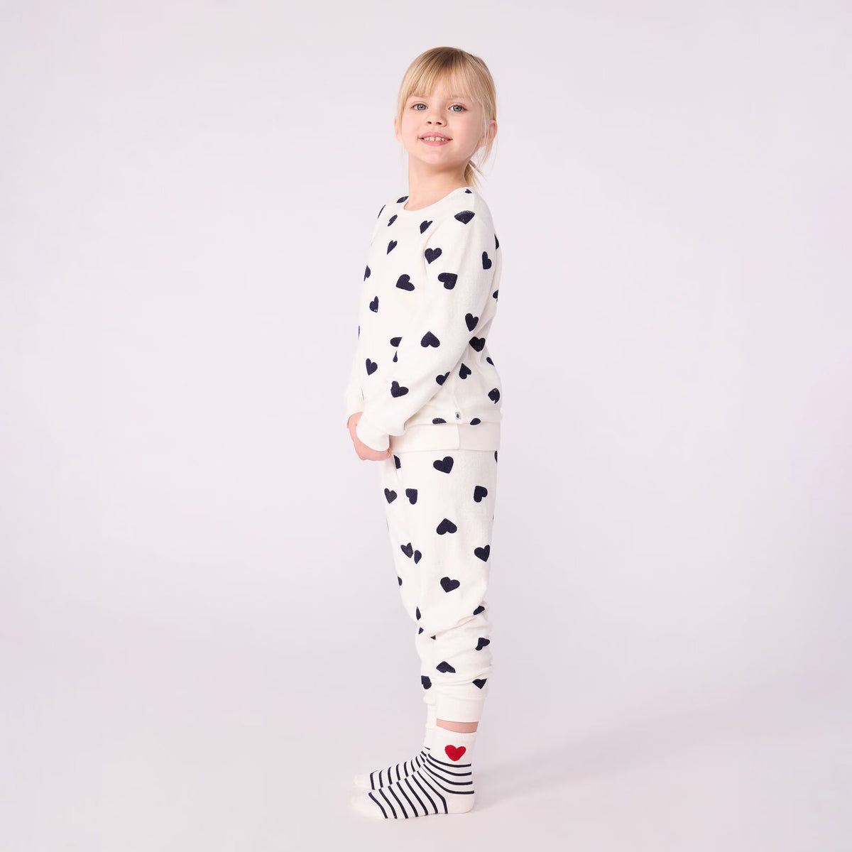 Lot de 3 paires de chaussettes en coton à rayures tricolores pour filles