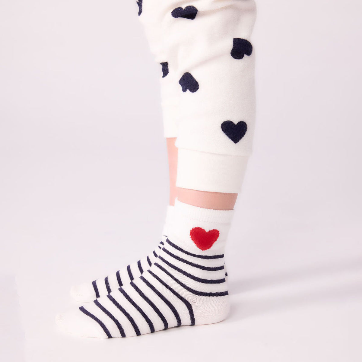 Lot de 3 paires de chaussettes en coton à rayures tricolores pour filles