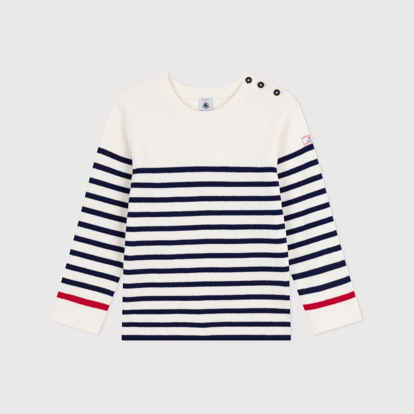 Boys White Stripes Wool Sweater