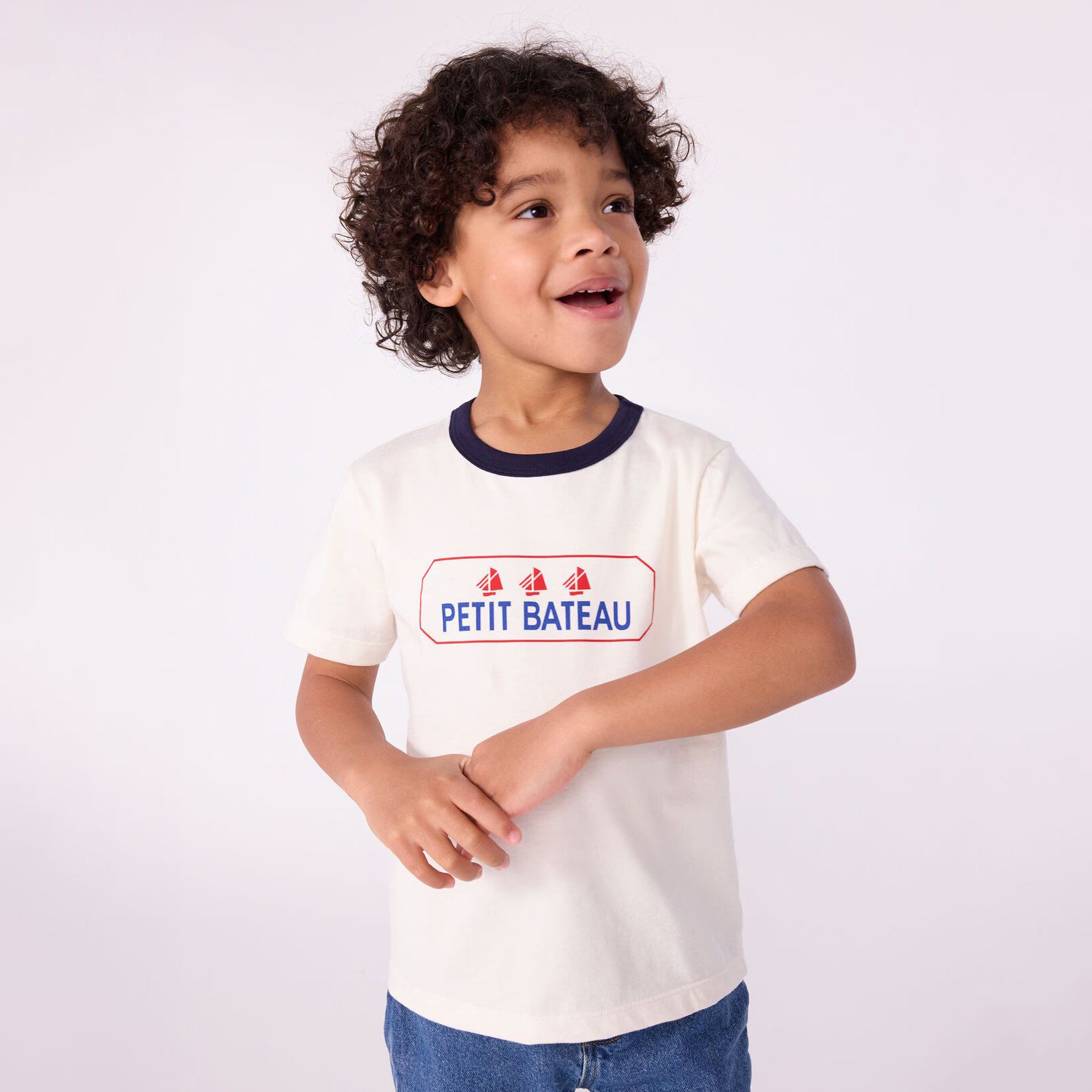 Boys & Girls White Logo Cotton T-Shirt