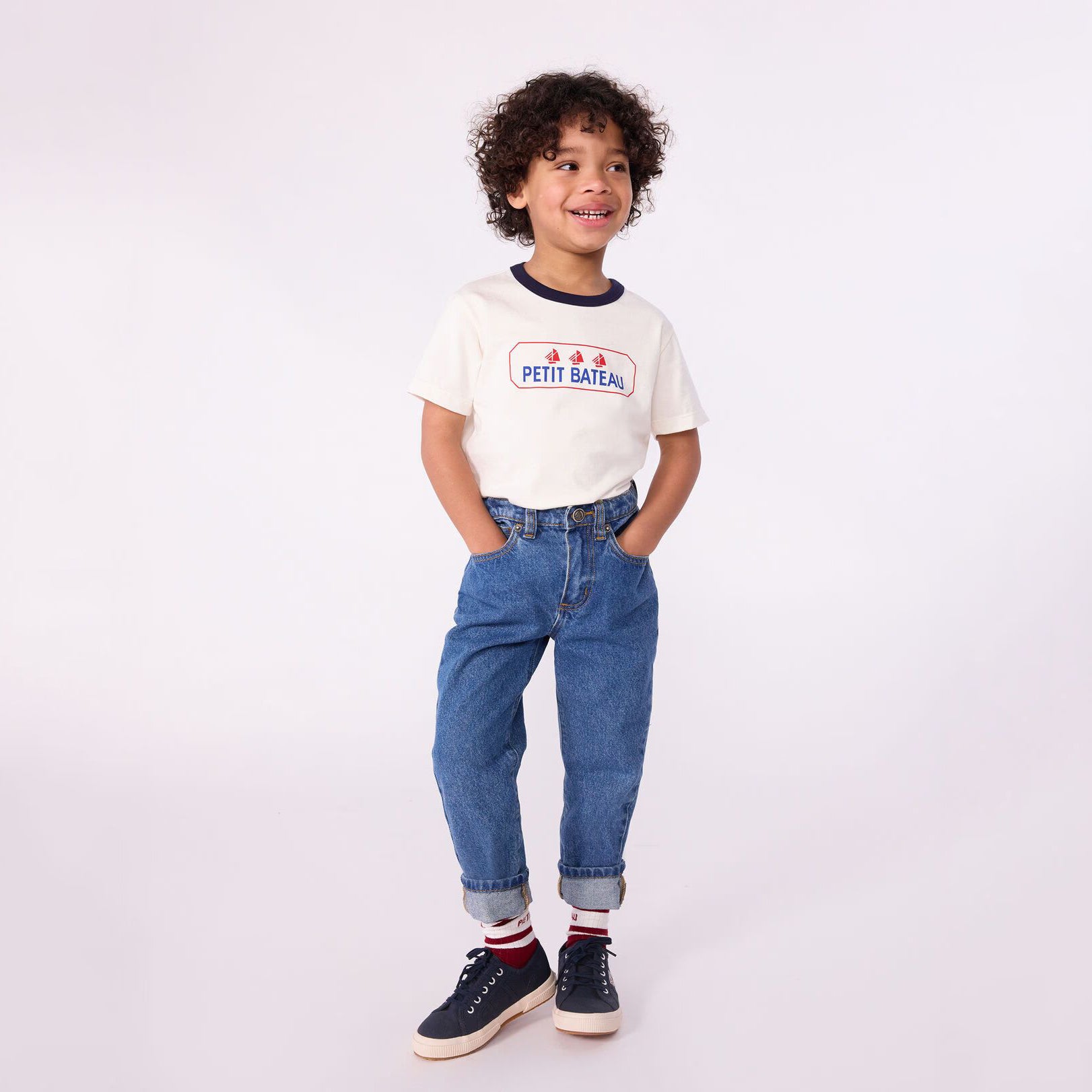 Boys & Girls White Logo Cotton T-Shirt