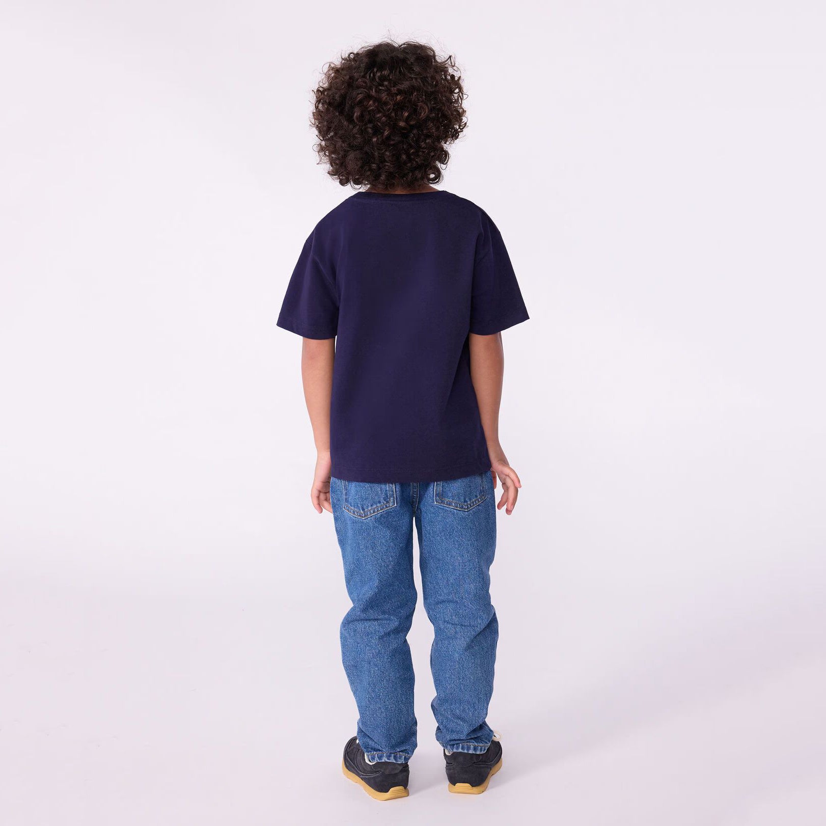 Boys Navy Printed Cotton T-Shirt