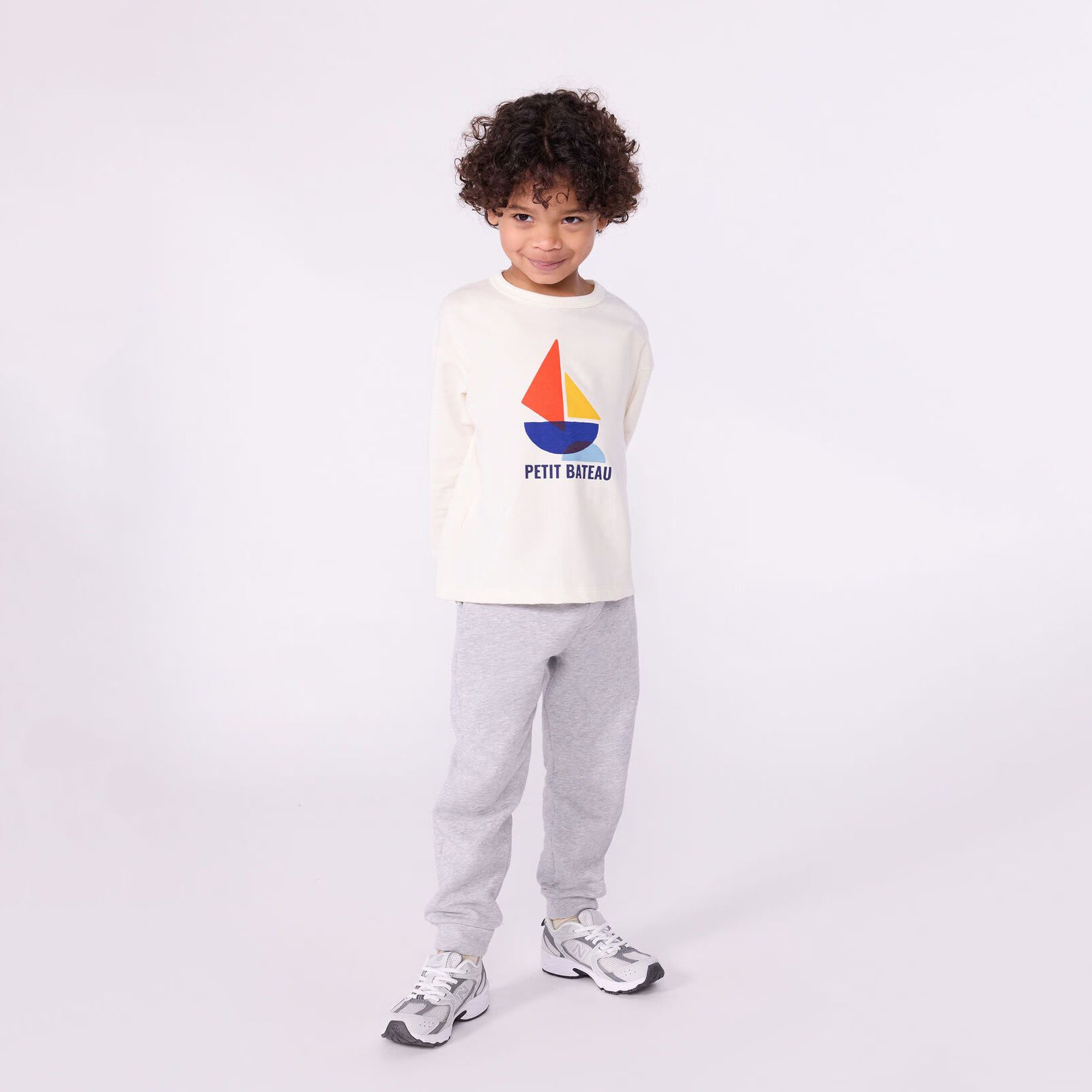Boys White Printed Logo Cotton T-Shirt