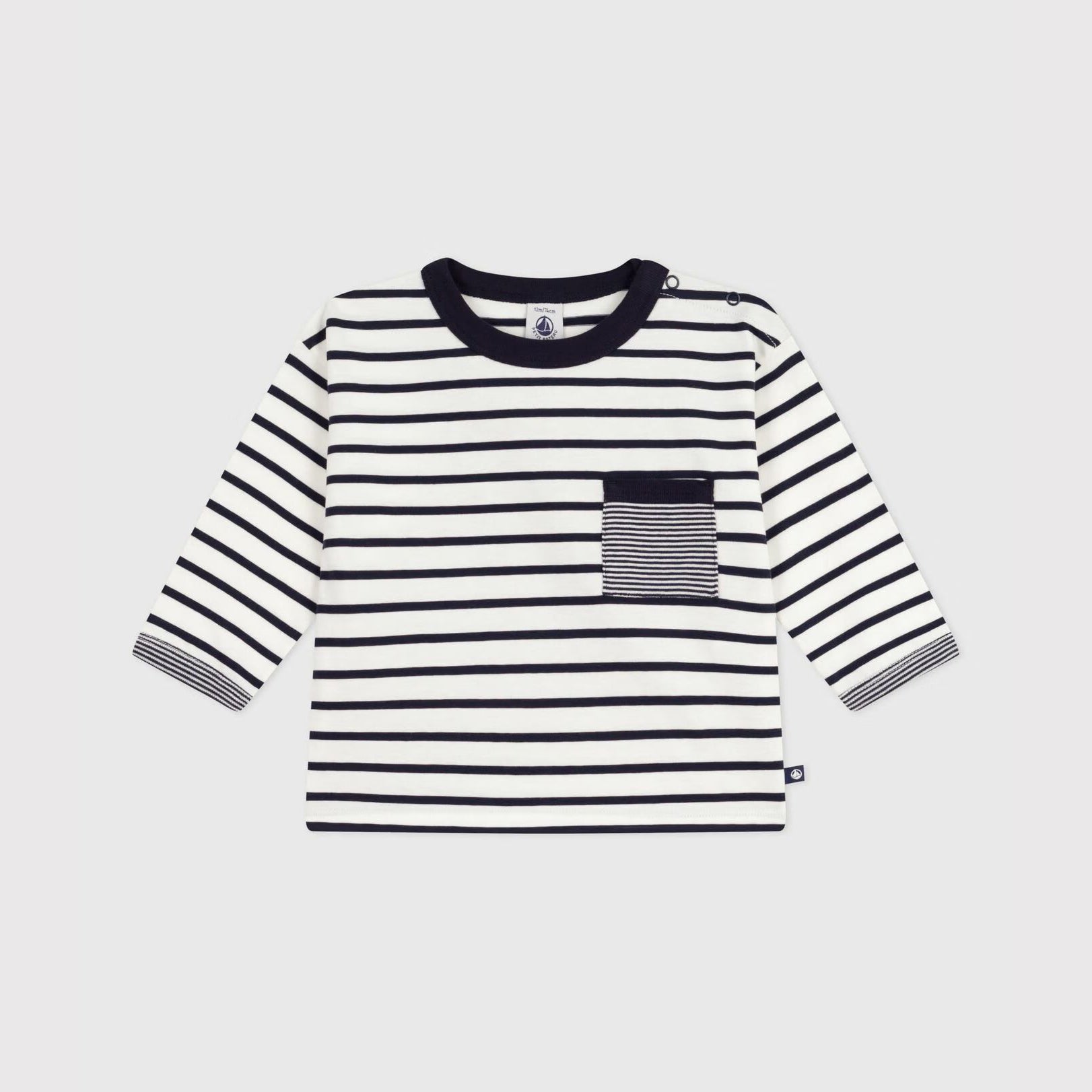 Baby Boys Dark Blue Stripes Cotton T-Shirt