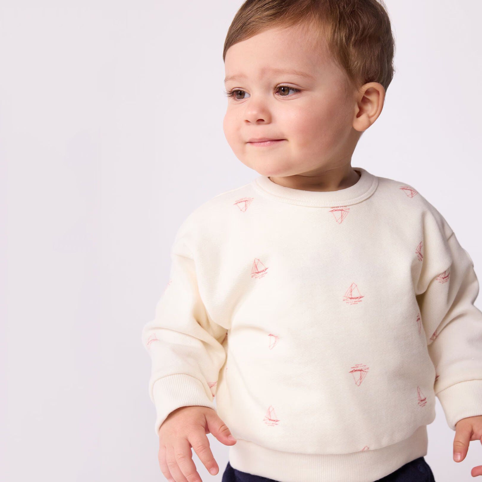 Baby Boys & Girls White Printed Cotton Sweatshirt