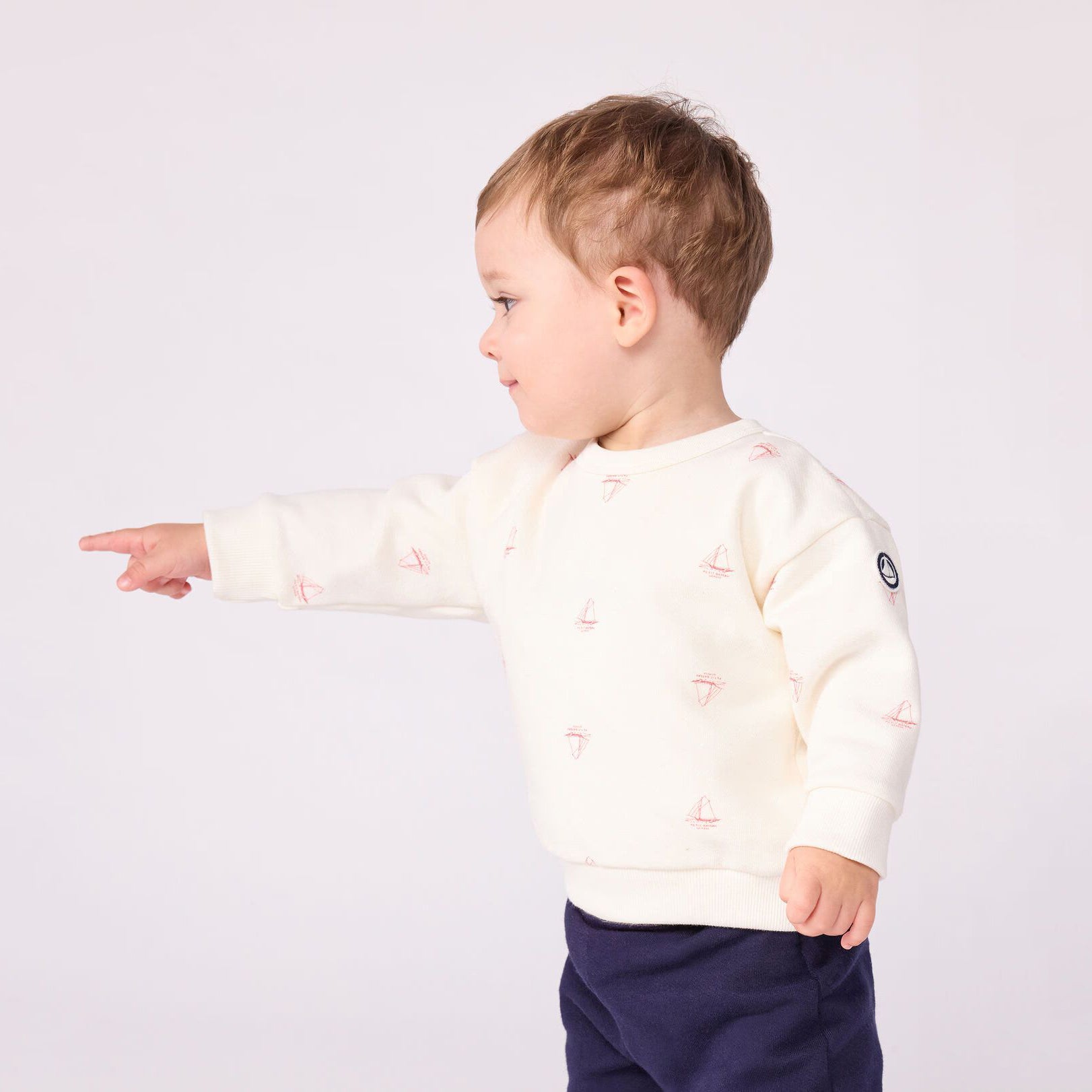 Baby Boys & Girls White Printed Cotton Sweatshirt