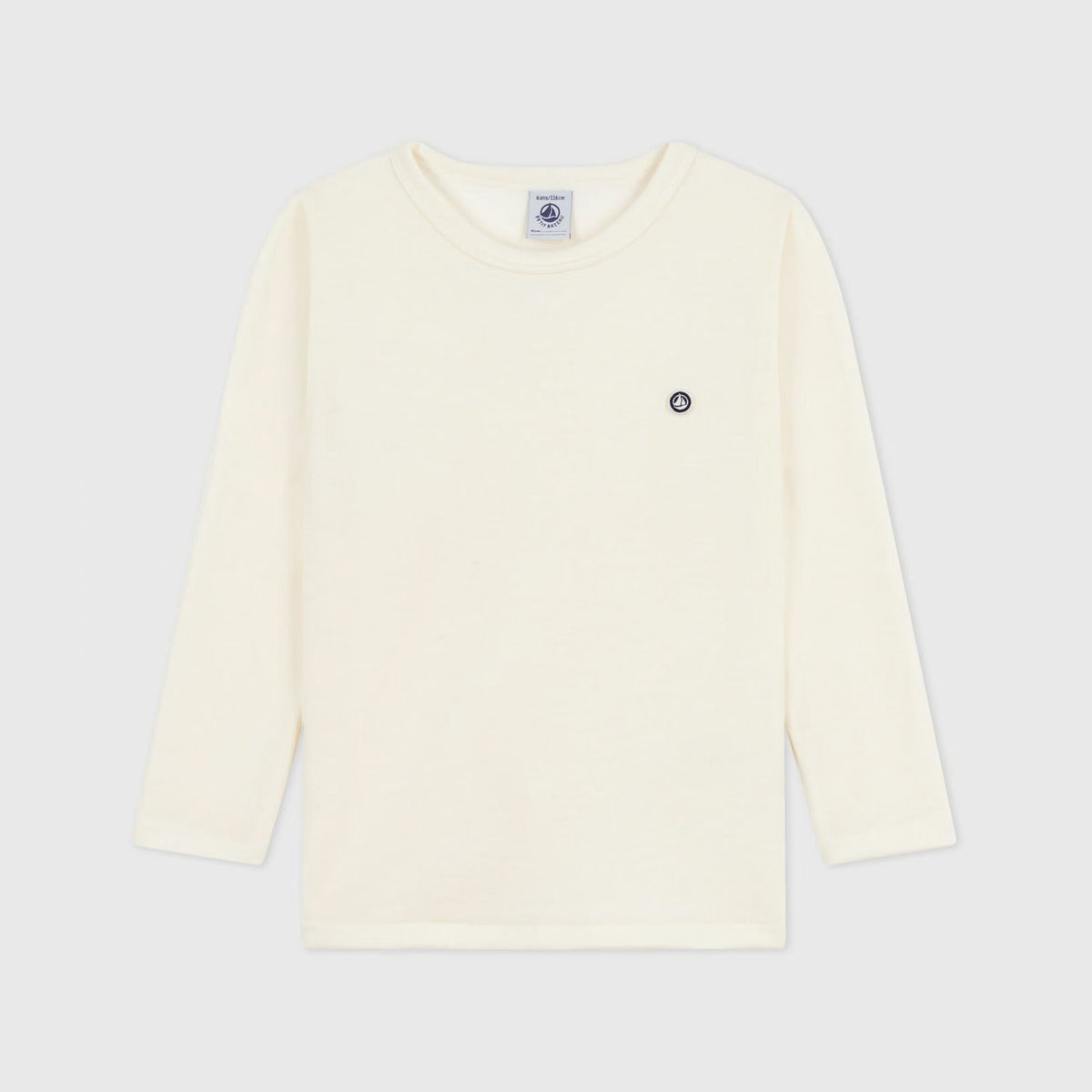T-shirt blanc en coton à manches longues pour fille