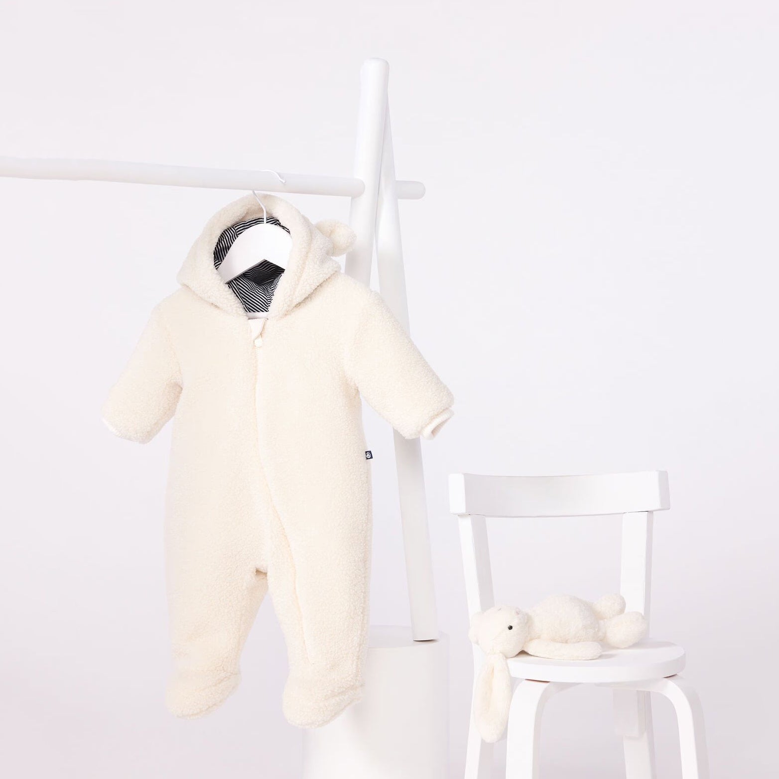Baby Boys & Girls White Plush Babysuit
