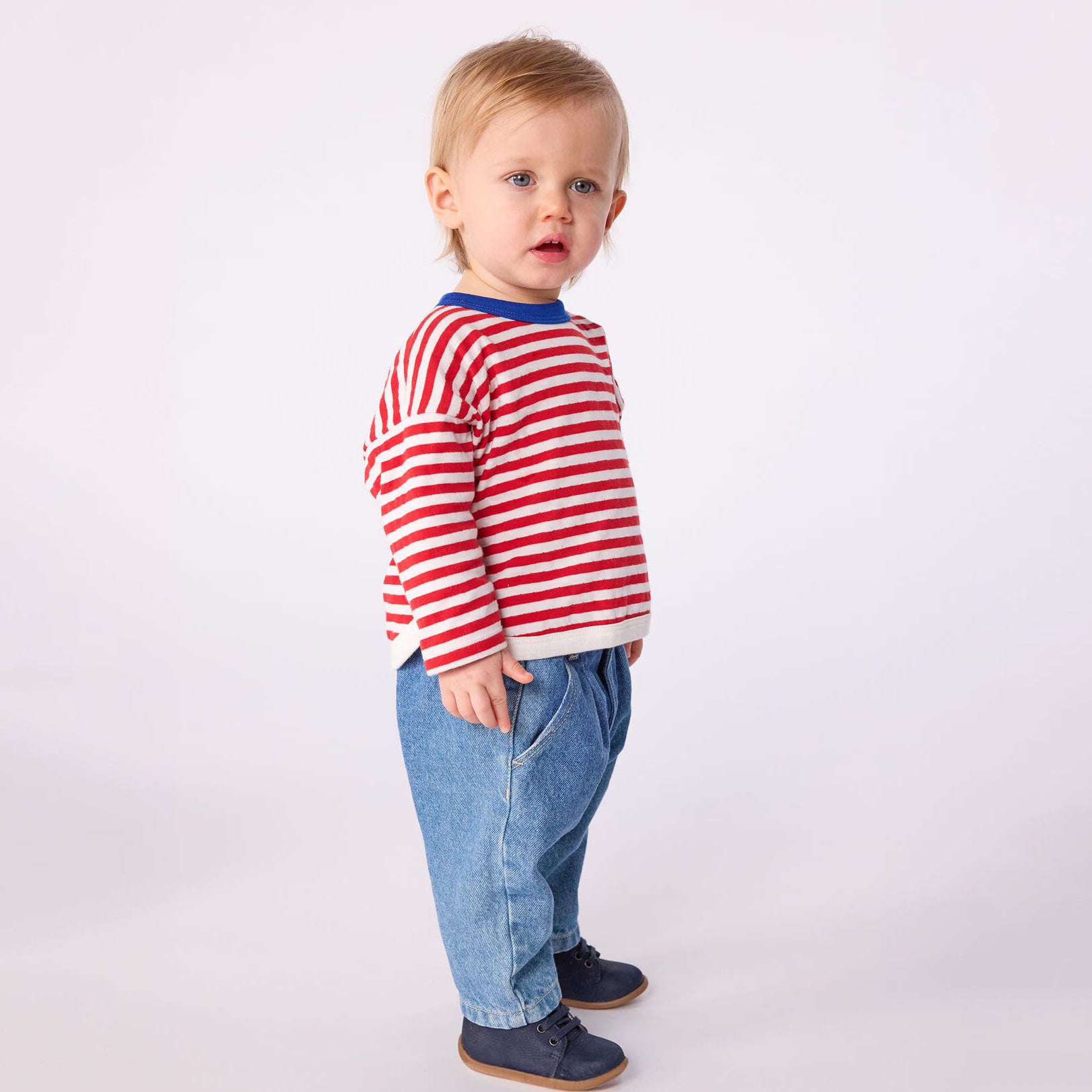 Baby Boys & Girls Red Stripes Cotton T-Shirt