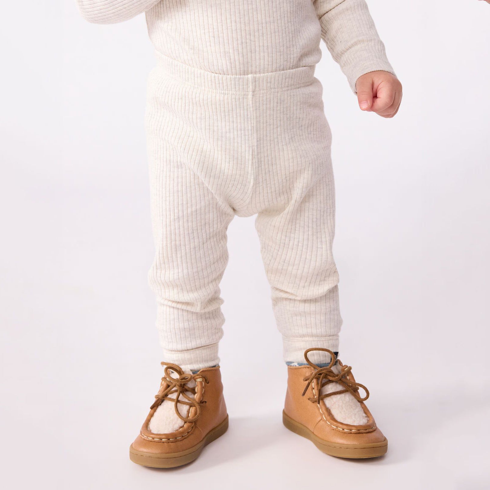 Baby Boys & Girls Beige Cotton Leggings