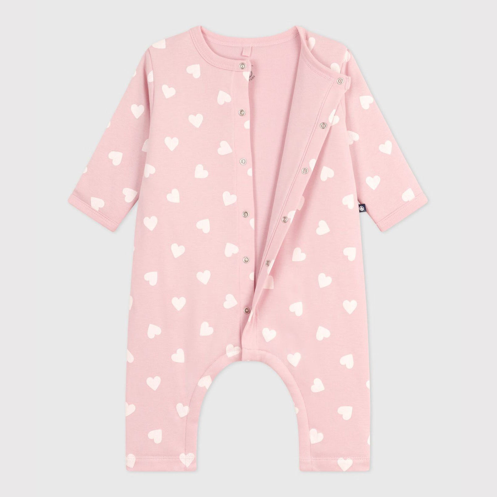 Baby Girls Pink Heart Cotton Babysuit