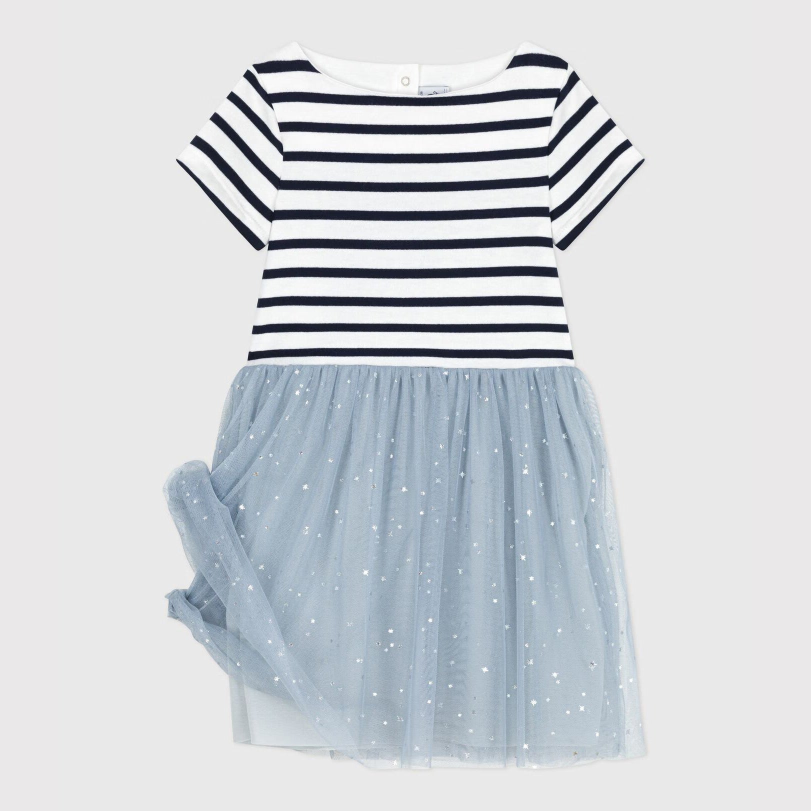 Girls Dark Blue Stripes Cotton Dress
