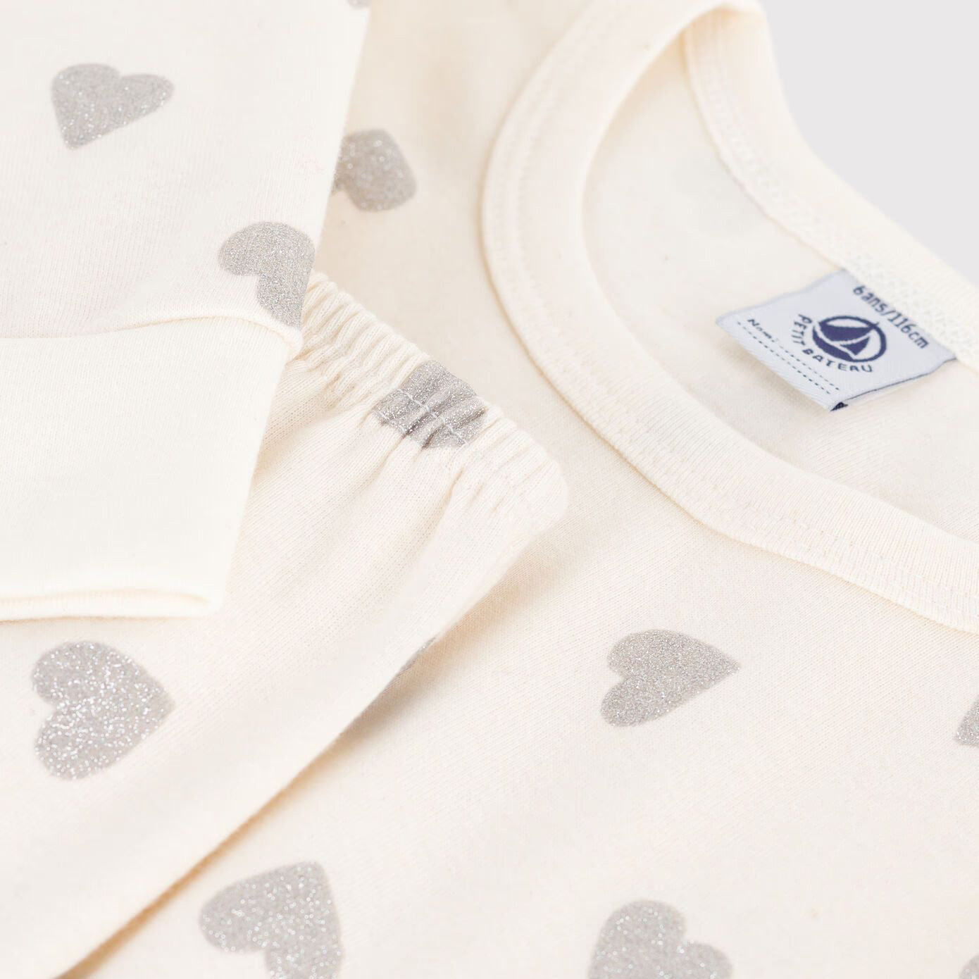 Girls Beige Heart Cotton Nightwear Set