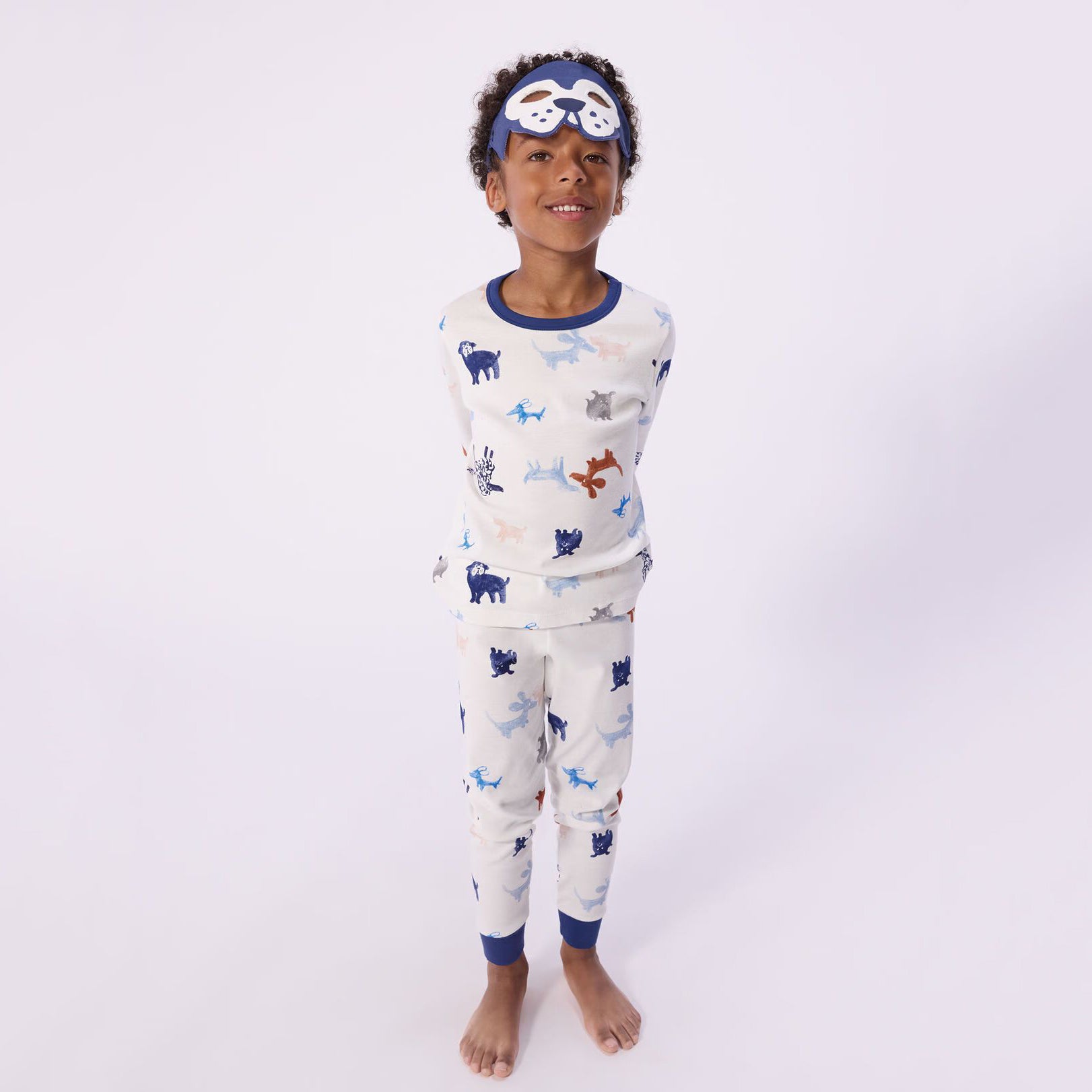 Boys White Printed Cotton Nightwear Set