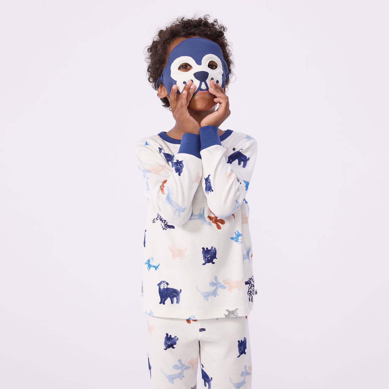Boys White Printed Cotton Nightwear Set