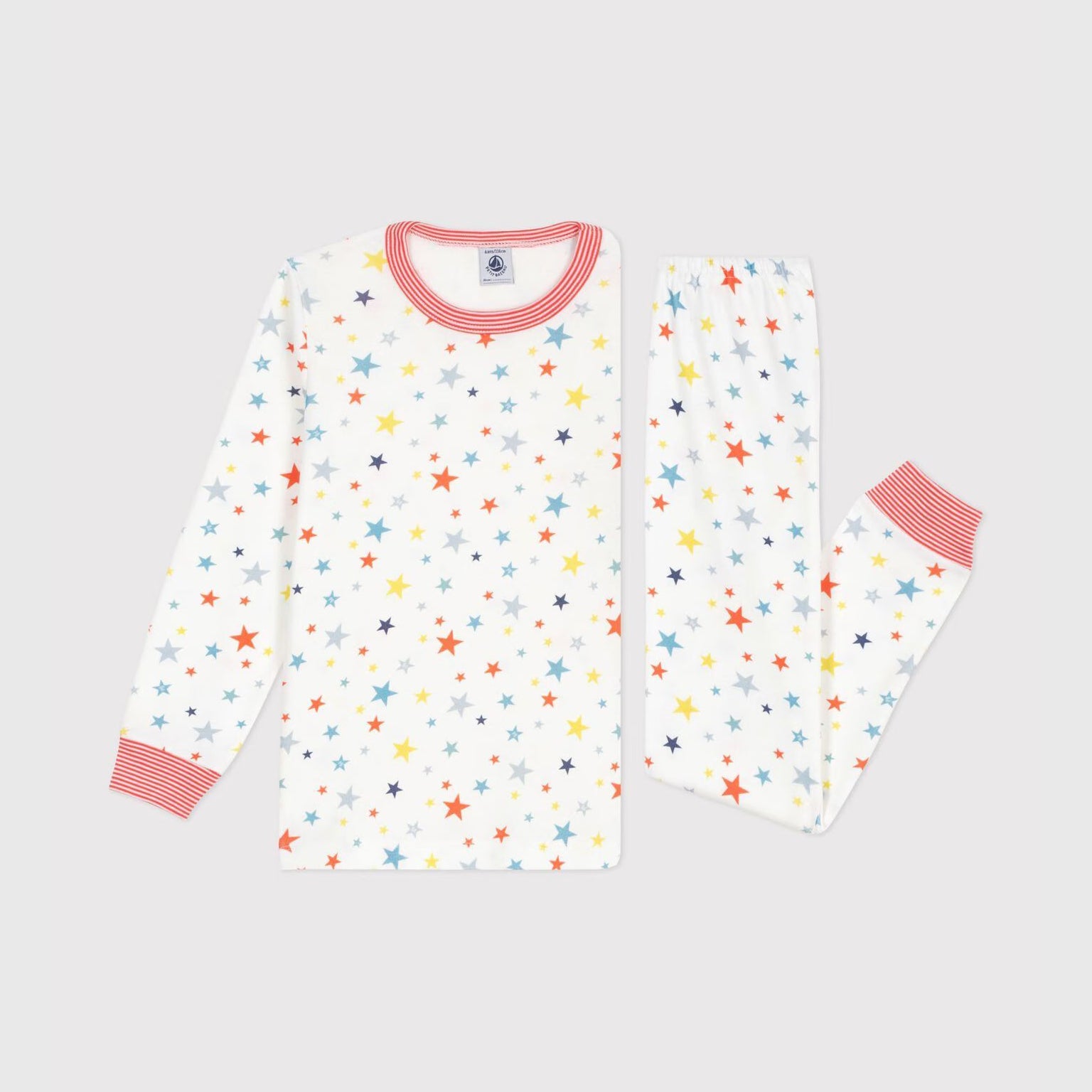 Girls White Star Printed Cotton Nightwear Set