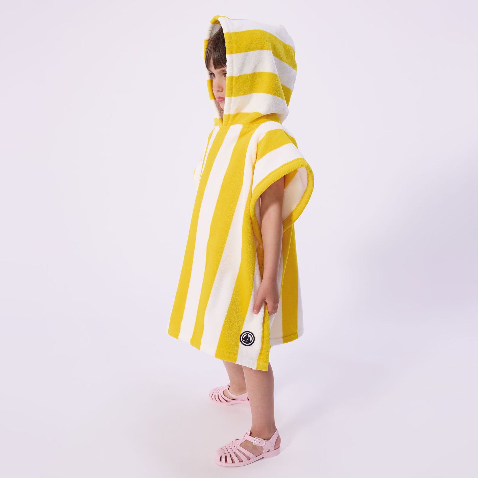 Boys & Girls Yellow Stripes Cotton Terry Bath Poncho