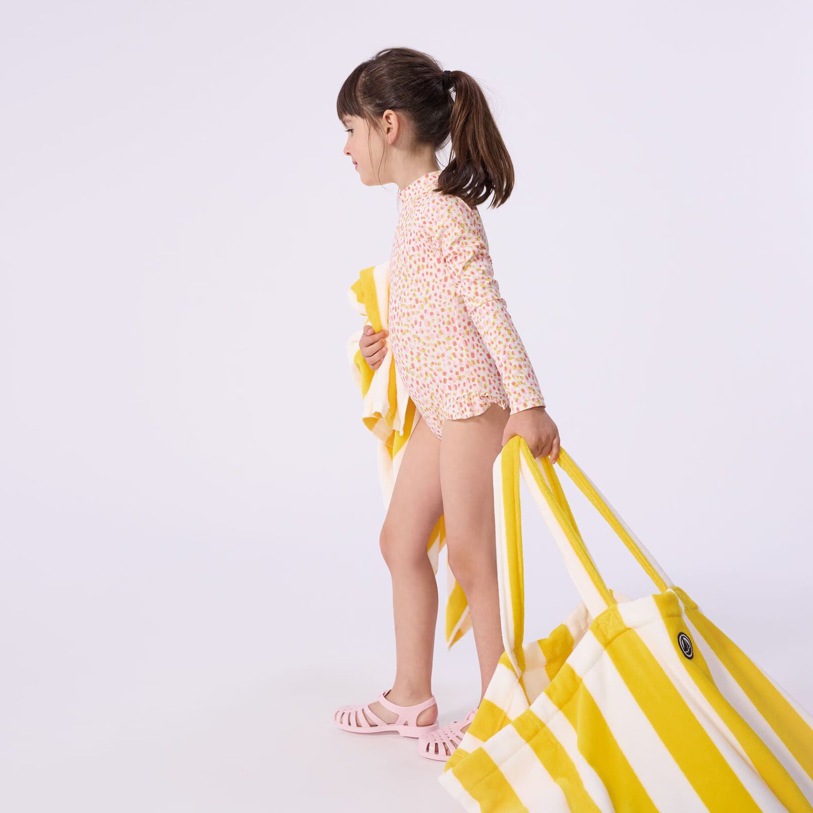Yellow Striped Terry Cotton Tote Bag(H42 x W49 x D20 cm)