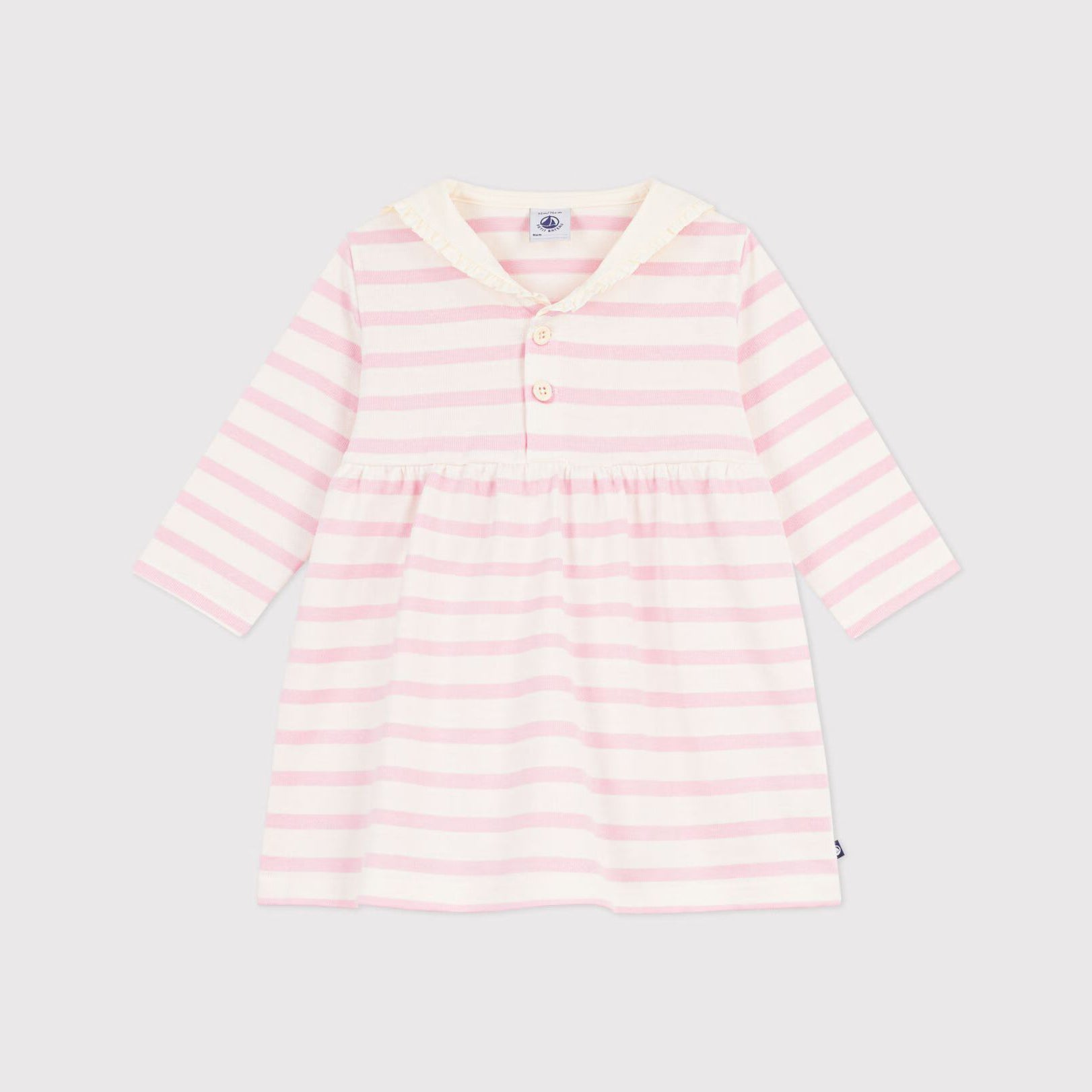 Baby Girls Light Pink Stripes Cotton Dress
