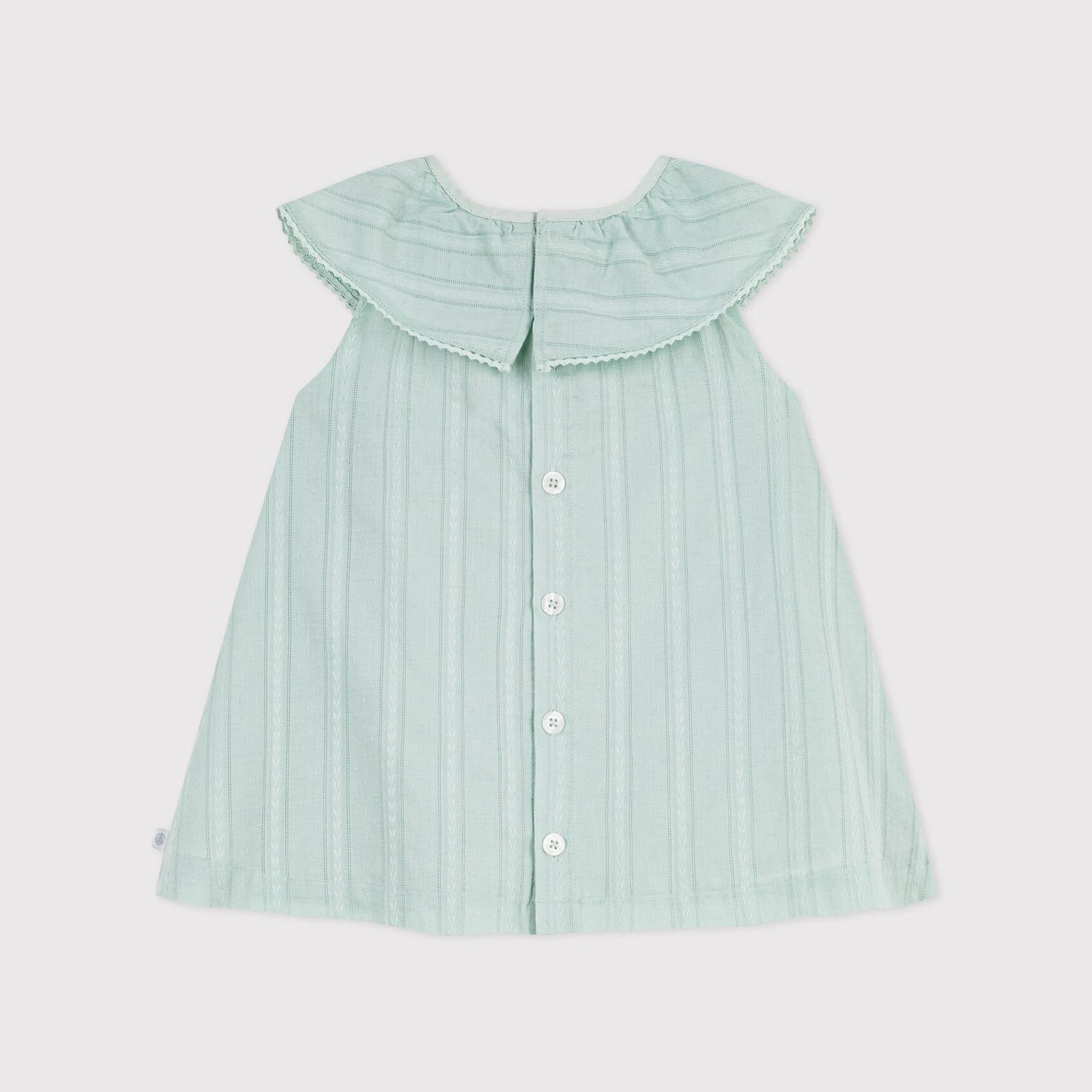 Baby Girls Light Green Ruffled Cotton Dress