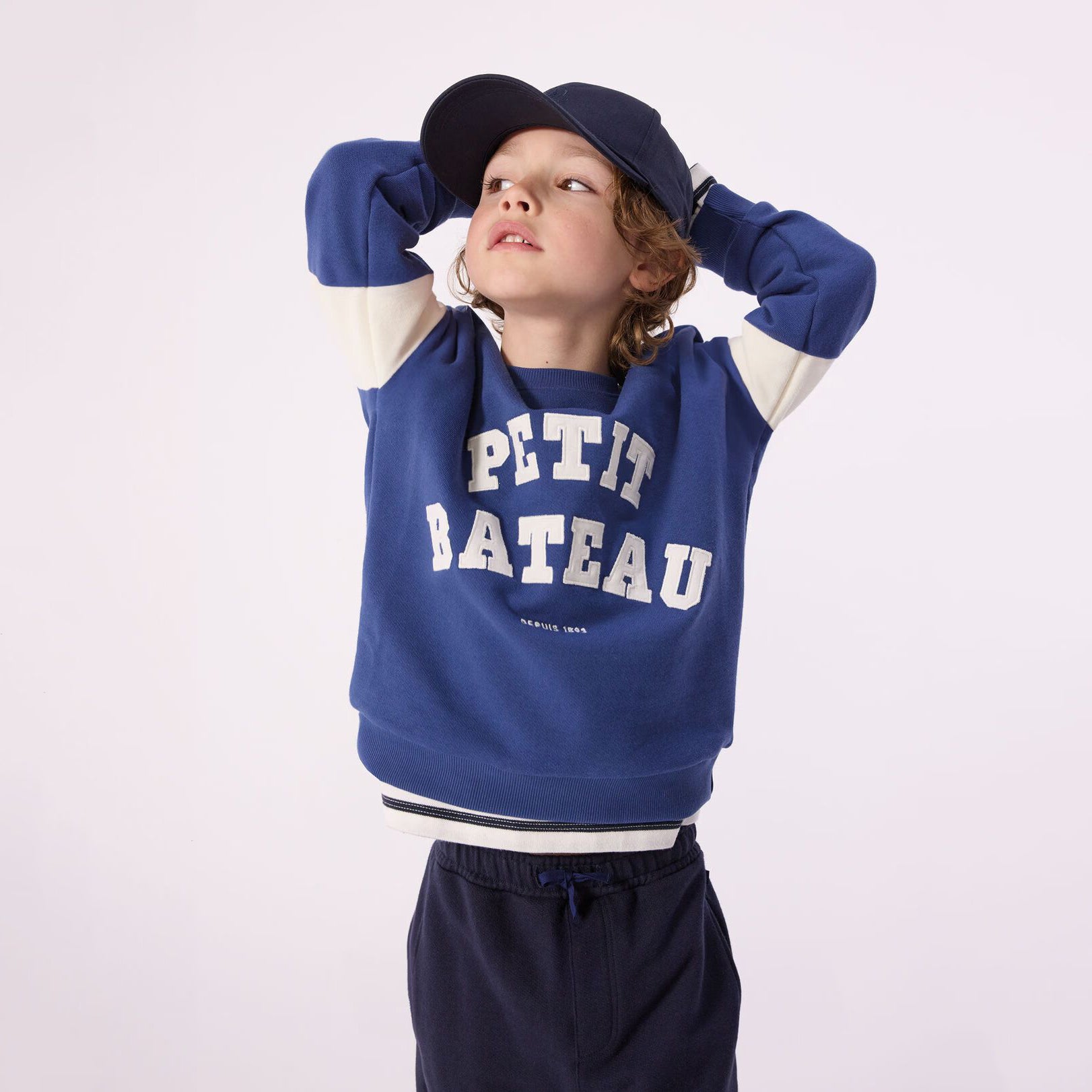 Boys Blue Logo Cotton Sweatshirt