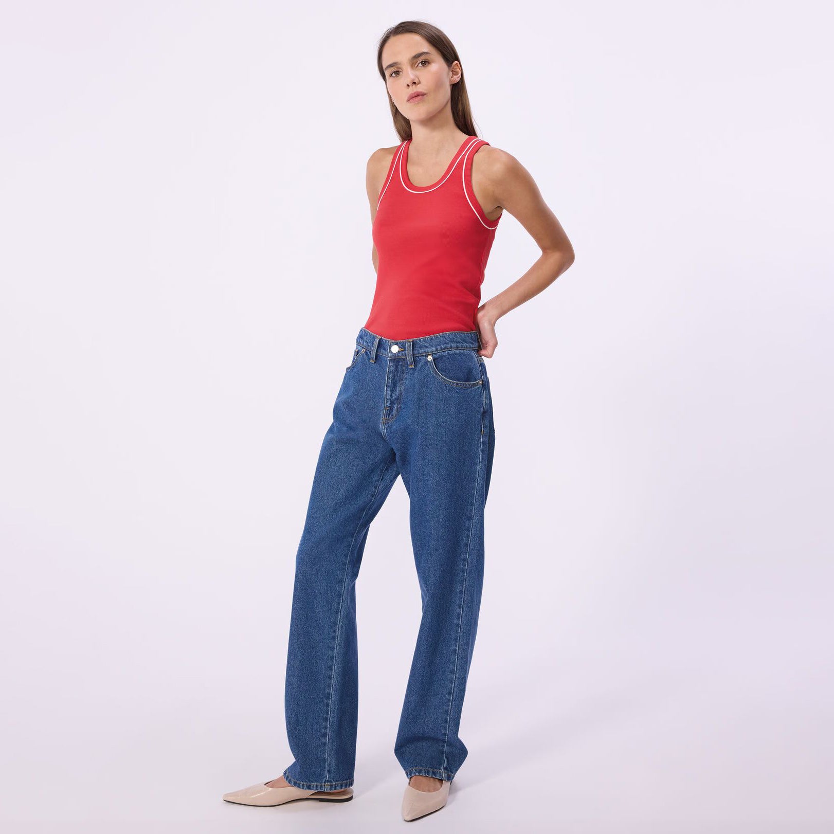 Women Red Cotton Vest