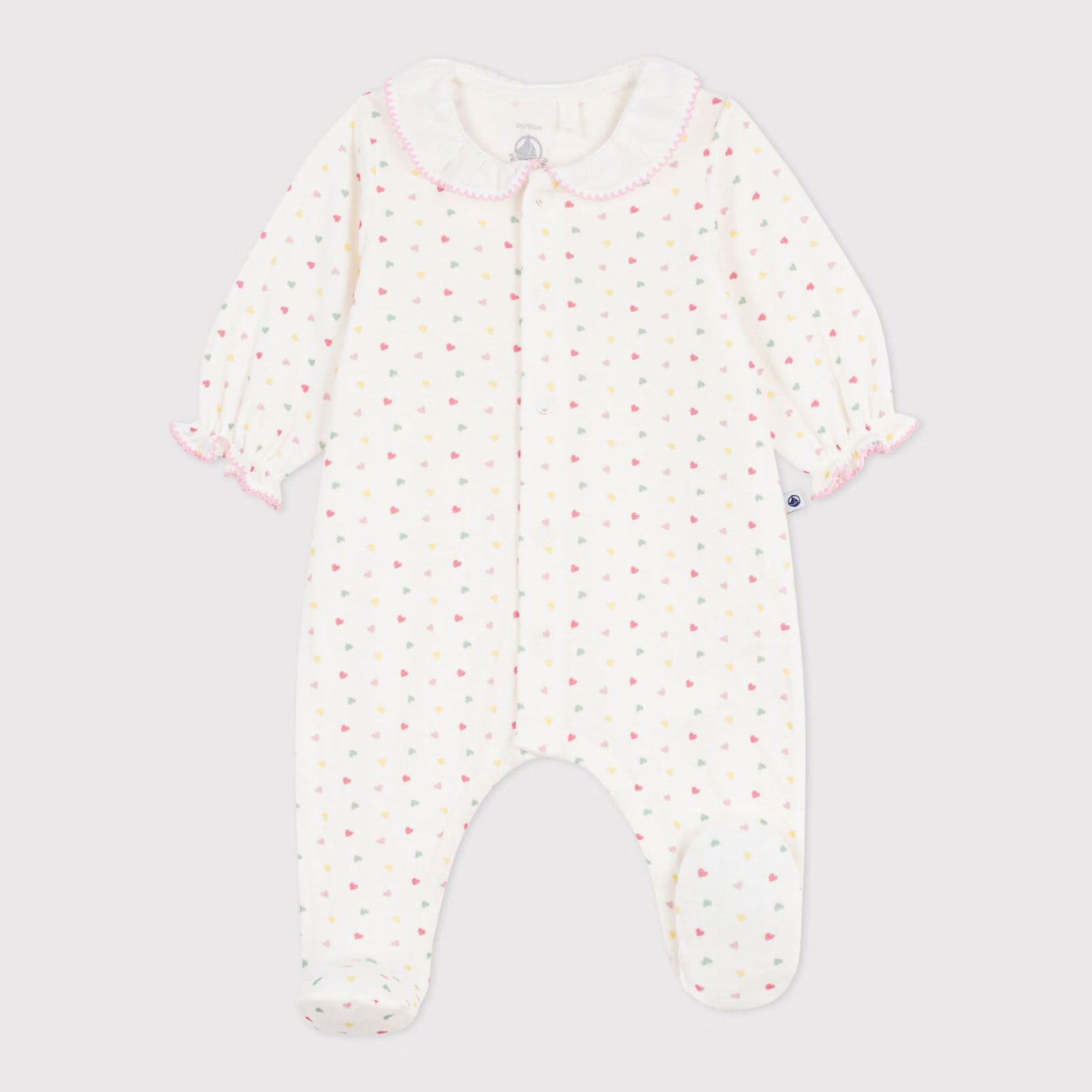 Baby Girls Multicolor Heart Cotton Babysuit