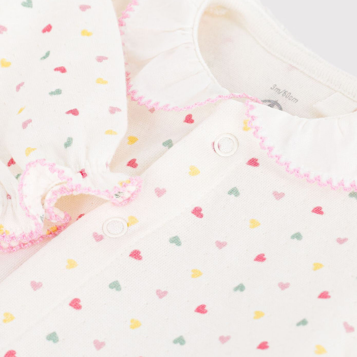Baby Girls Multicolor Heart Cotton Babysuit