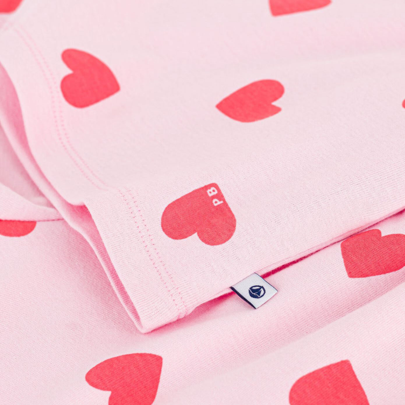 Girls Pink Heart Cotton Nightwear Set