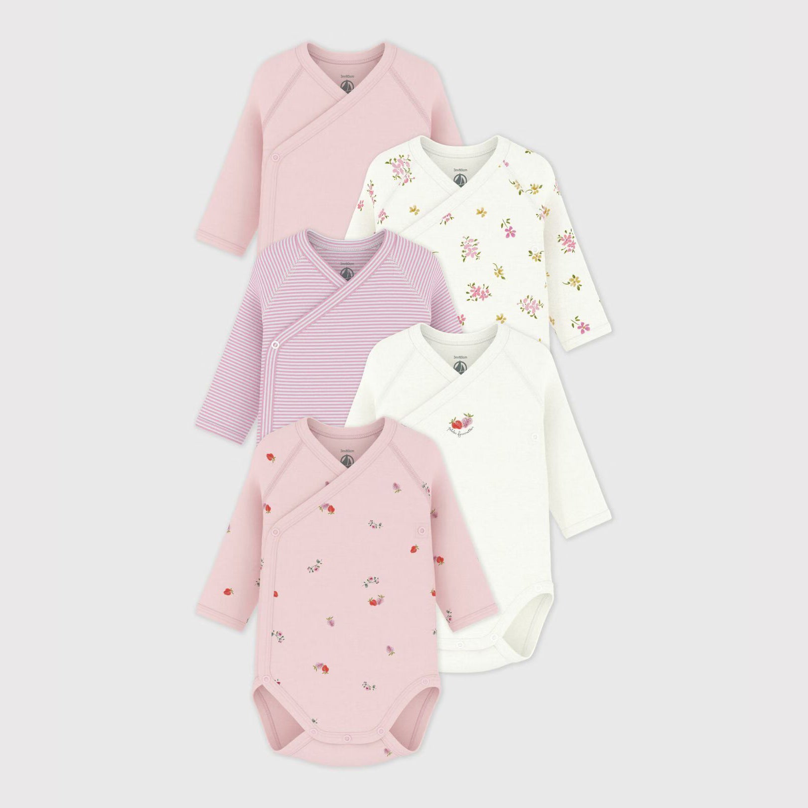Baby Girls Multicolor Cotton Babysuit Set(5 Pack)