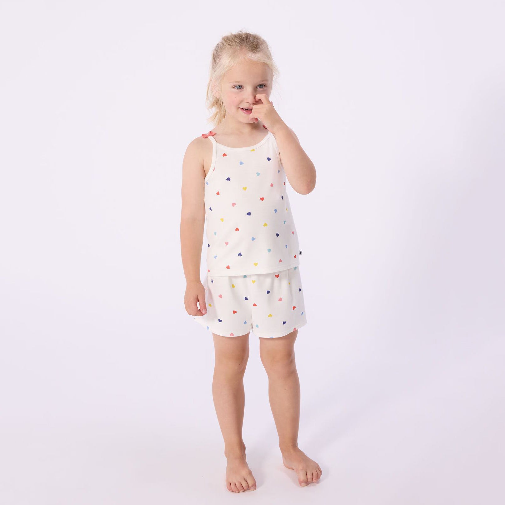 Girls Multicolor Heart Cotton Nightwear Set