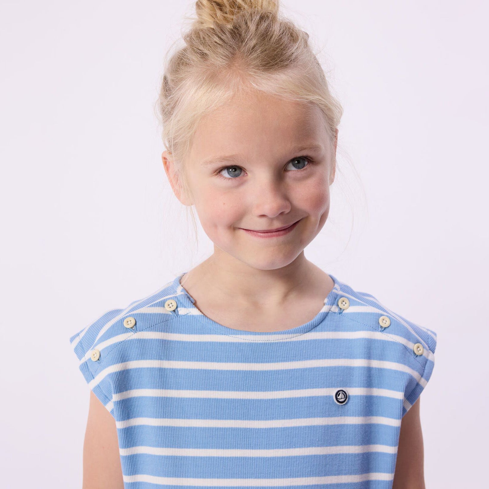 Girls Blue Stripes Cotton Dress