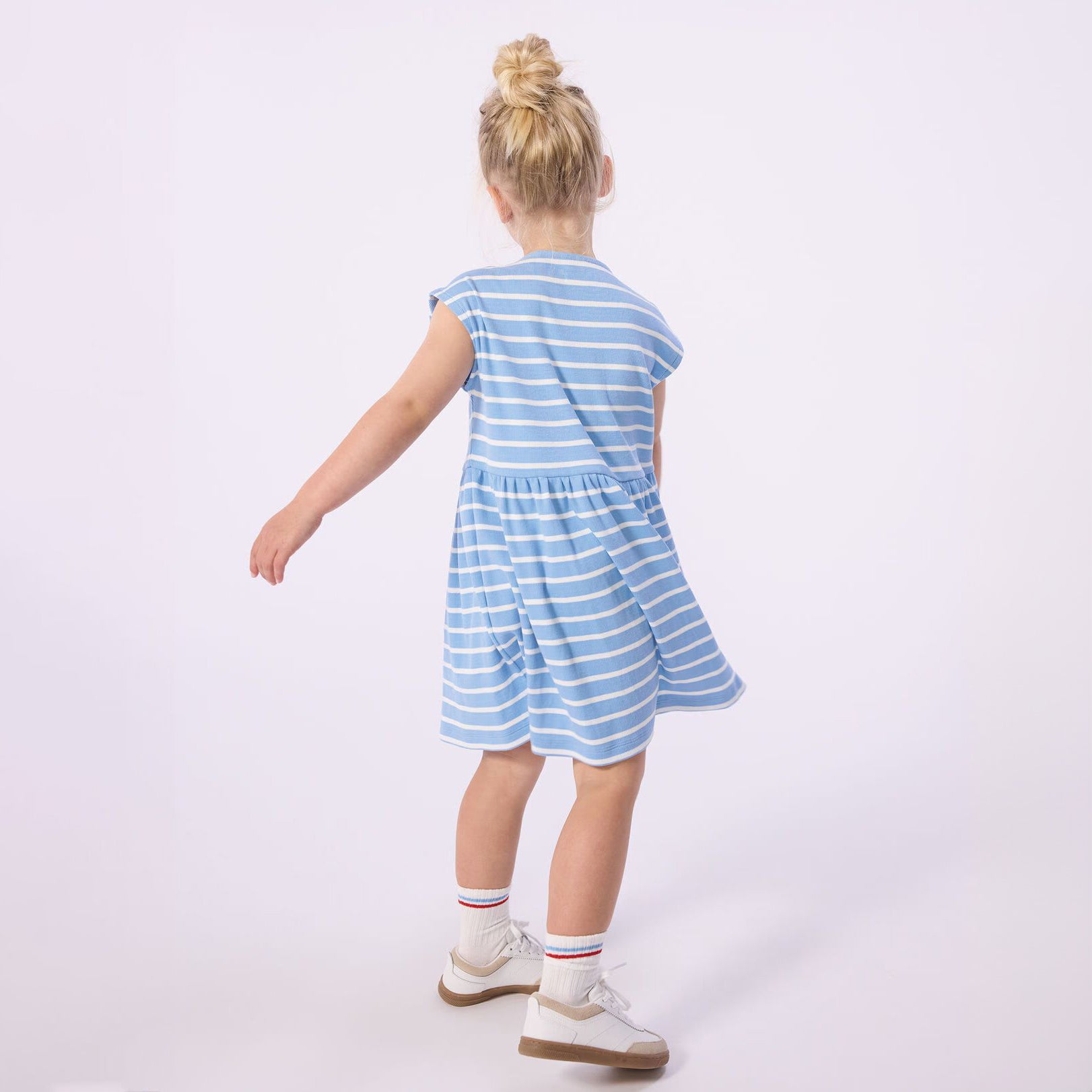 Girls Blue Stripes Cotton Dress