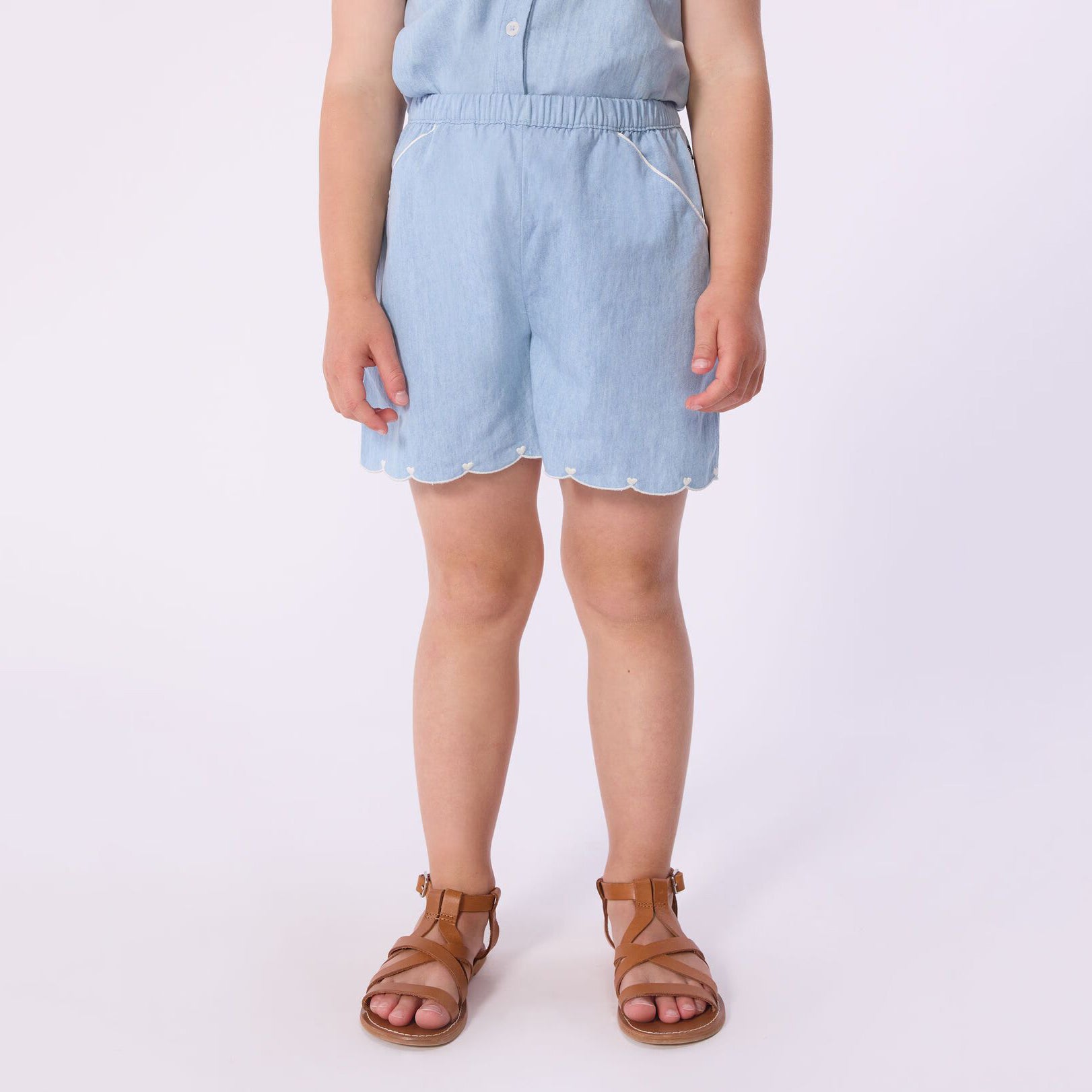 Girls Light Blue Denim Shorts