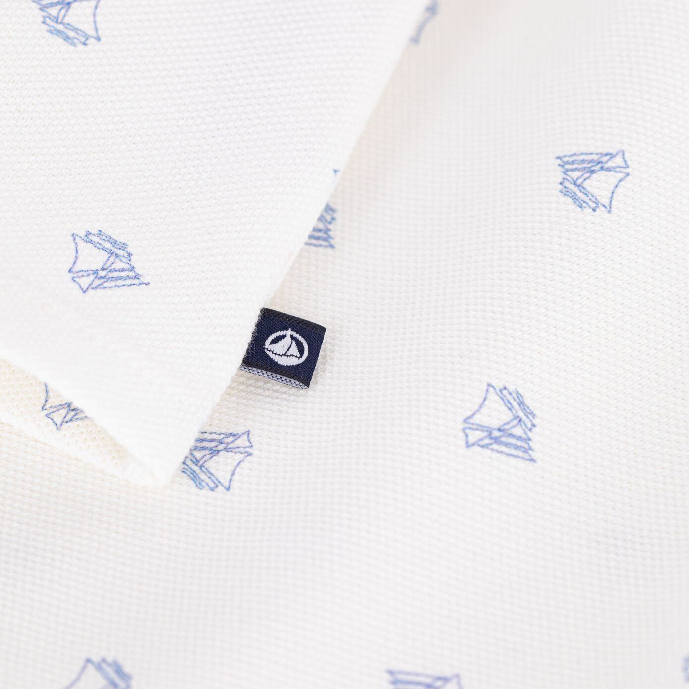 Baby Boys White Printed Cotton Polo Shirt