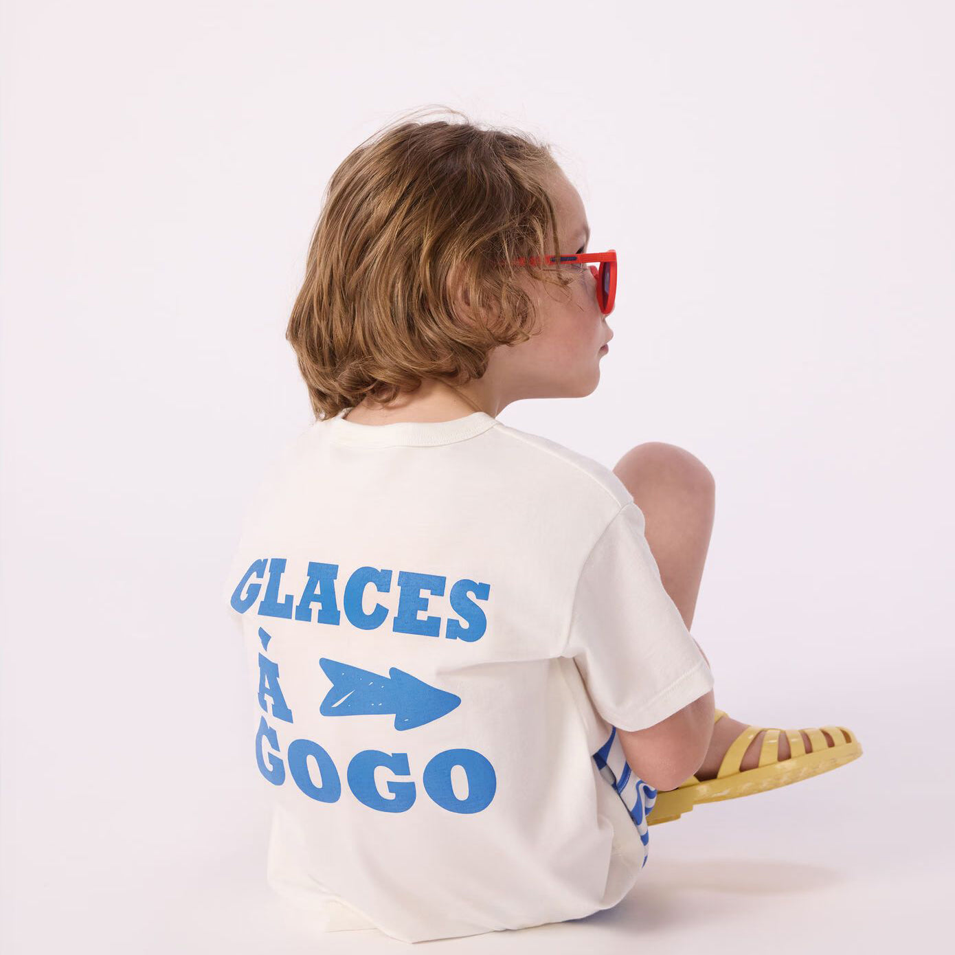 Boys White Printed Cotton T-Shirt