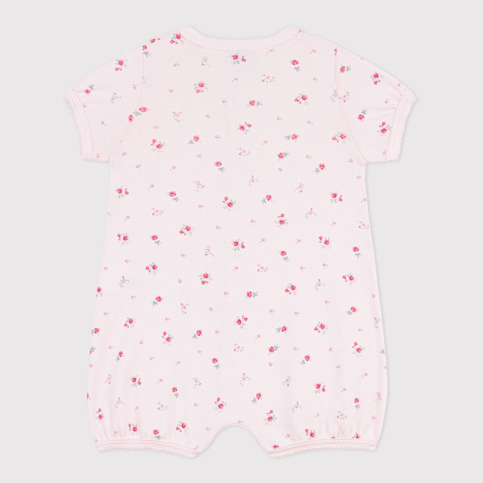 Baby Girls Light Pink Floral Cotton Babysuit