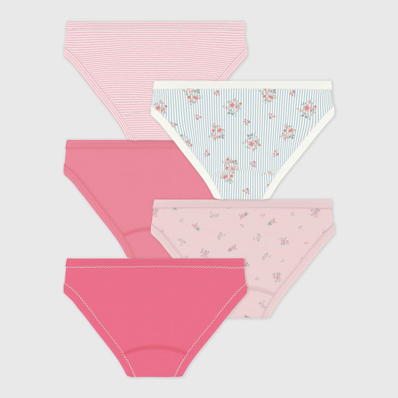 Girls Multicolor Cotton Underwear Set(5 Pack)
