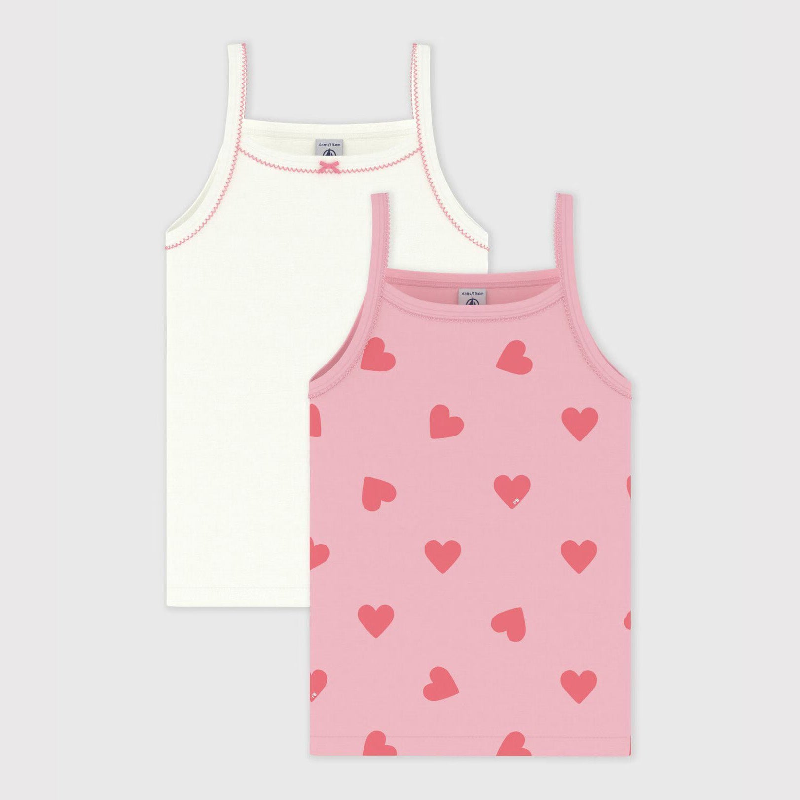 Girls Pink Cotton Vest Set(2 Pack)