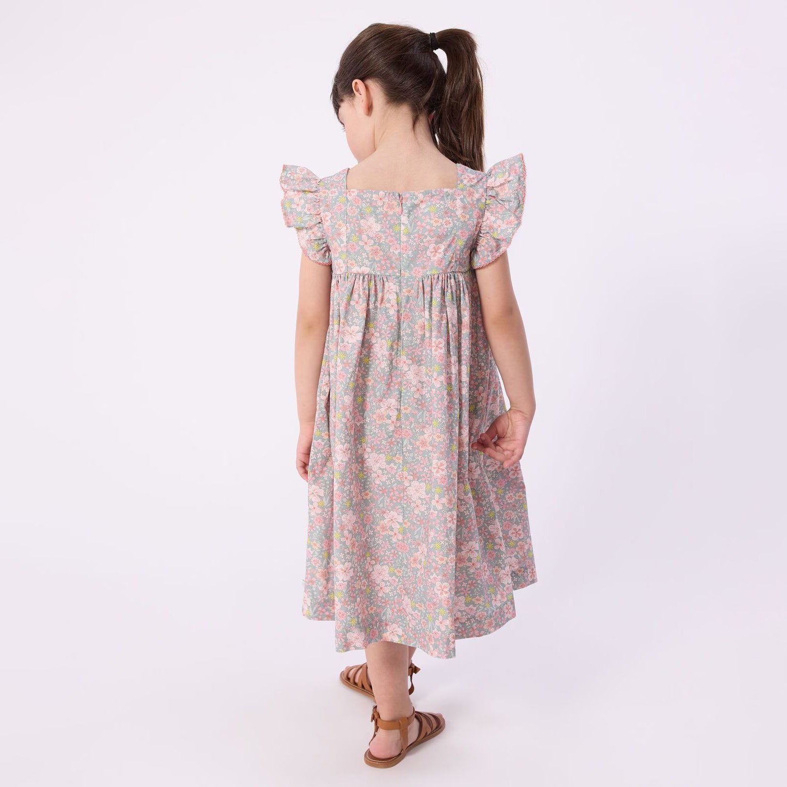 Girls Pink Floral Cotton Dress