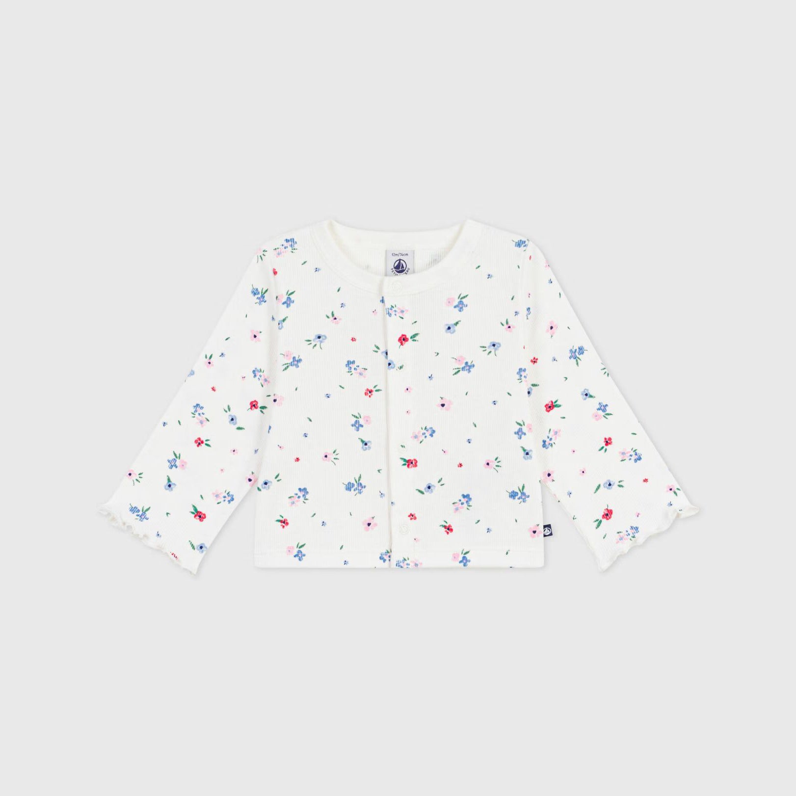 Baby Girls White Floral Cotton Cardigan