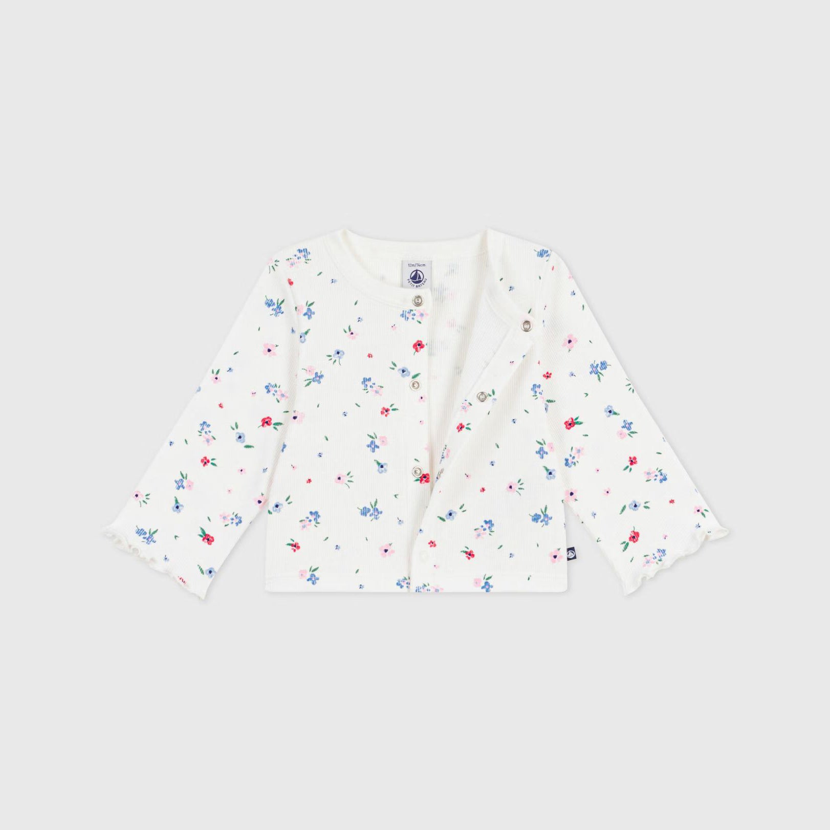 Baby Girls White Floral Cotton Cardigan