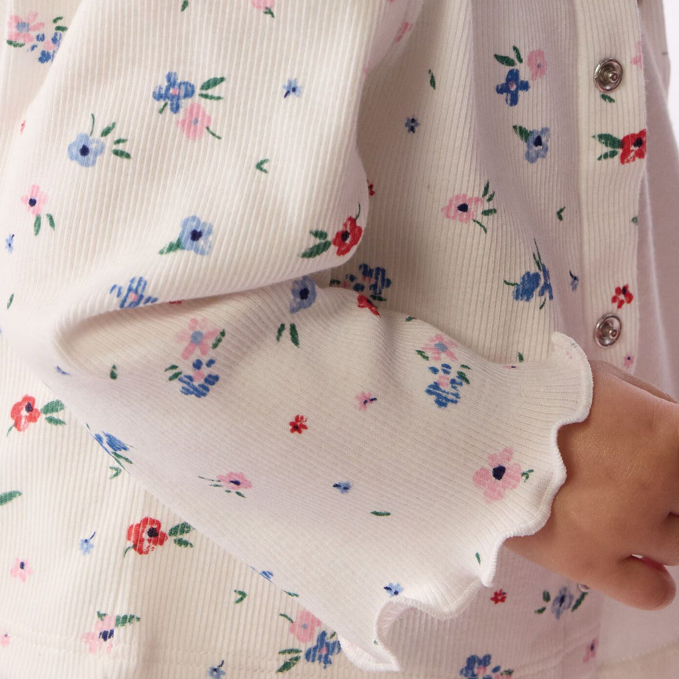 Baby Girls White Floral Cotton Cardigan